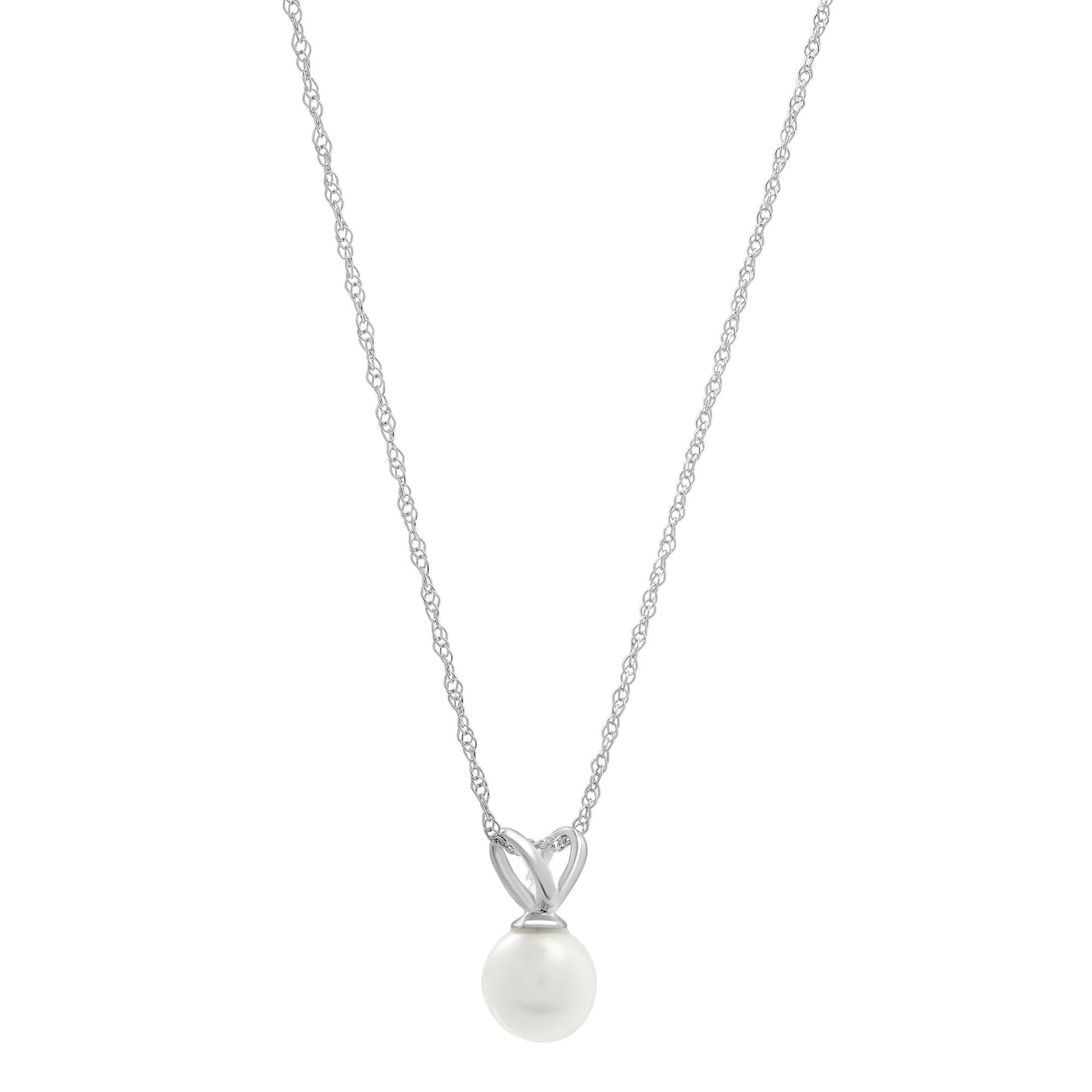Freshwater Cultured Pearl Pendant Necklace 10K White Gold Size 18"