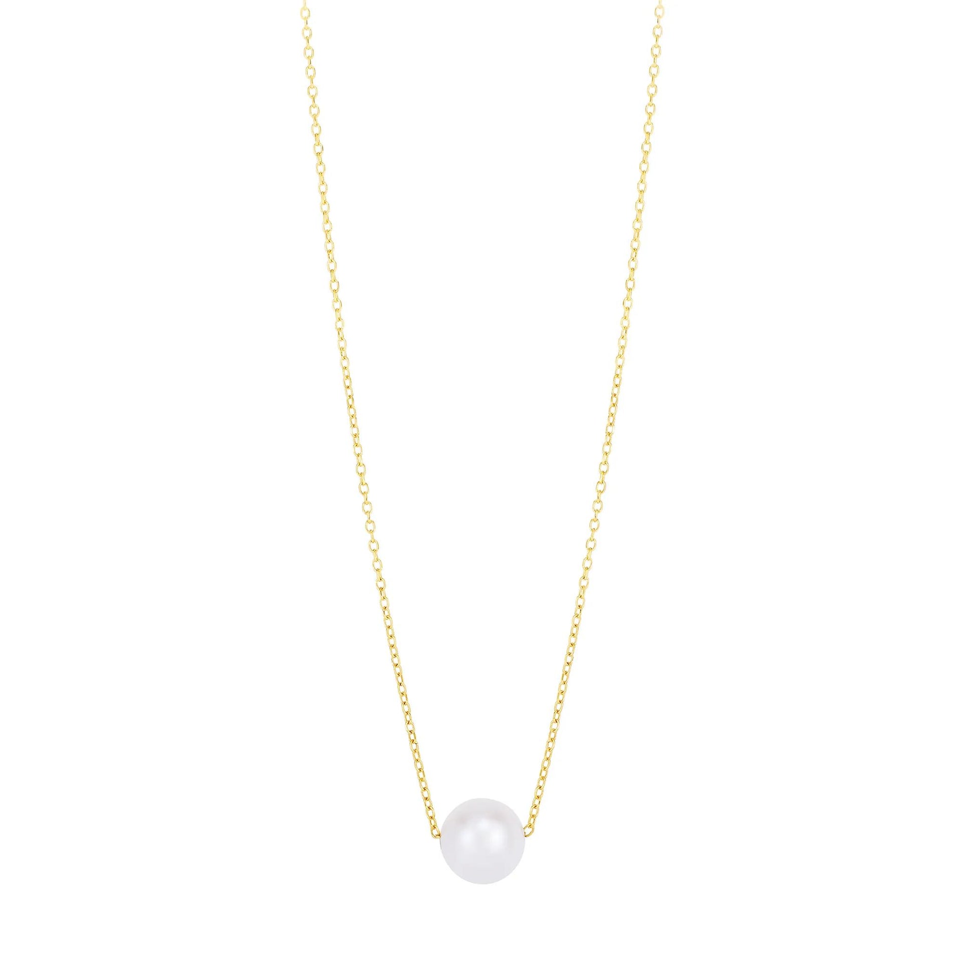 Freshwater Cultured Pearl Pendant Necklace 10K Yellow Gold Size 18"