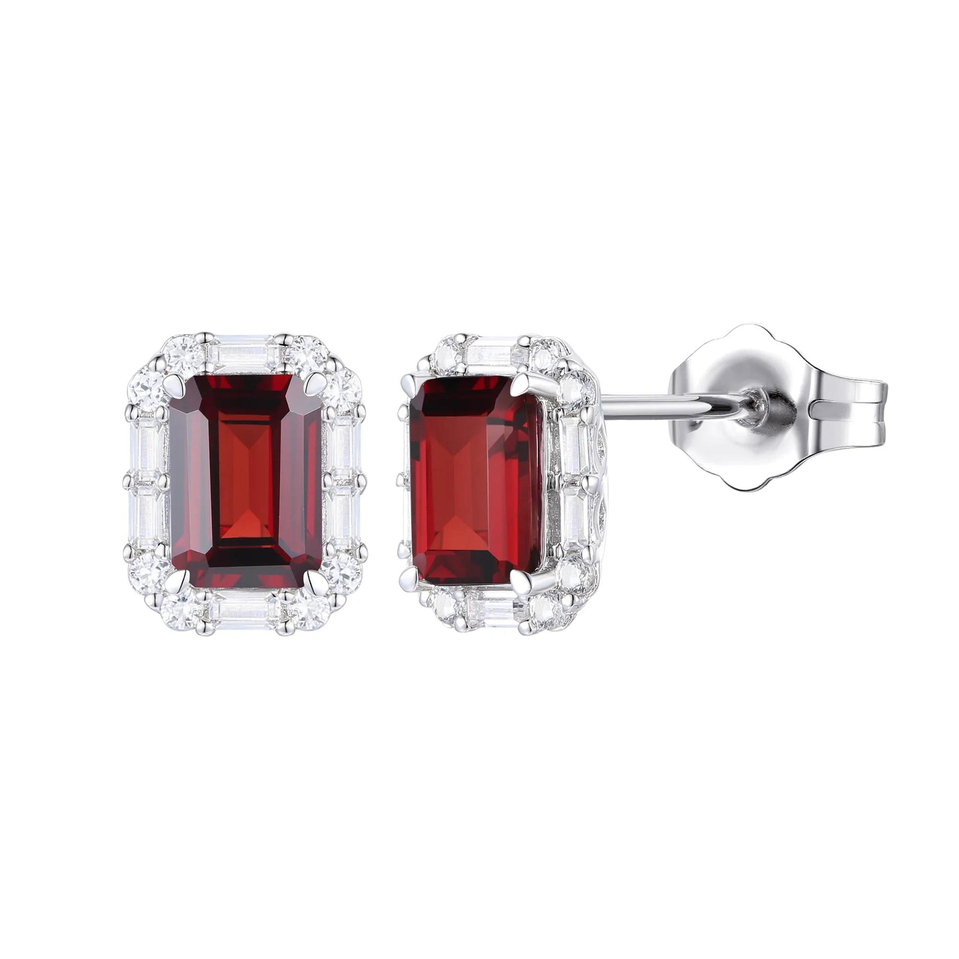 Garnet & Lab-Created White Sapphire Ring Earring & Pendant Set .925 Sterling Silver Size 7.5 1mm