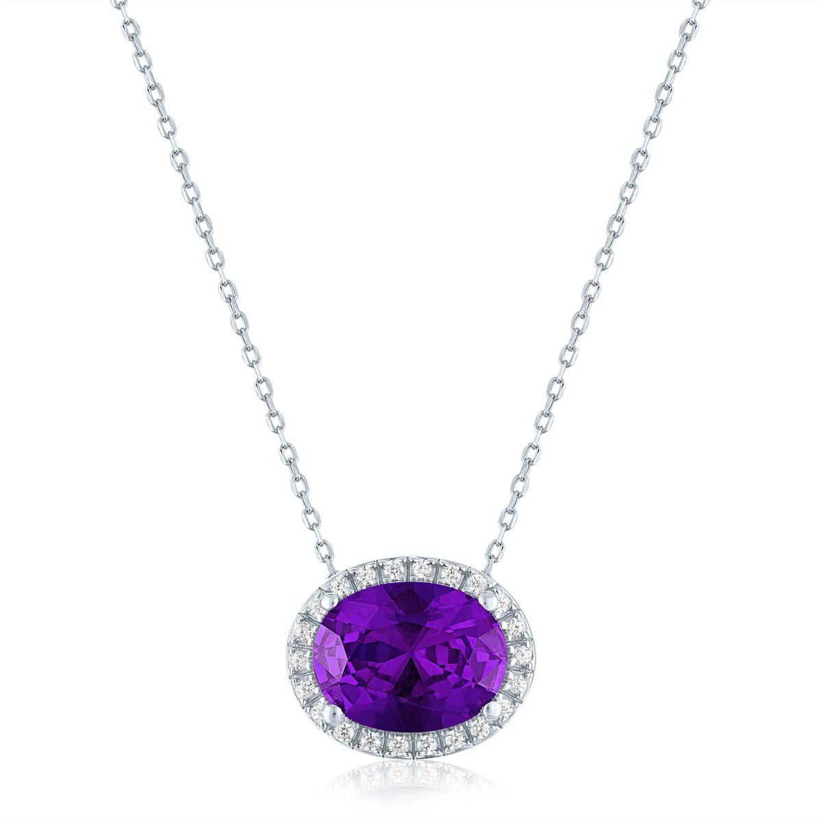 Mother of Pearl and Diamond Accent Halo Pendant Necklace .925 Sterling Silver White Size 18"