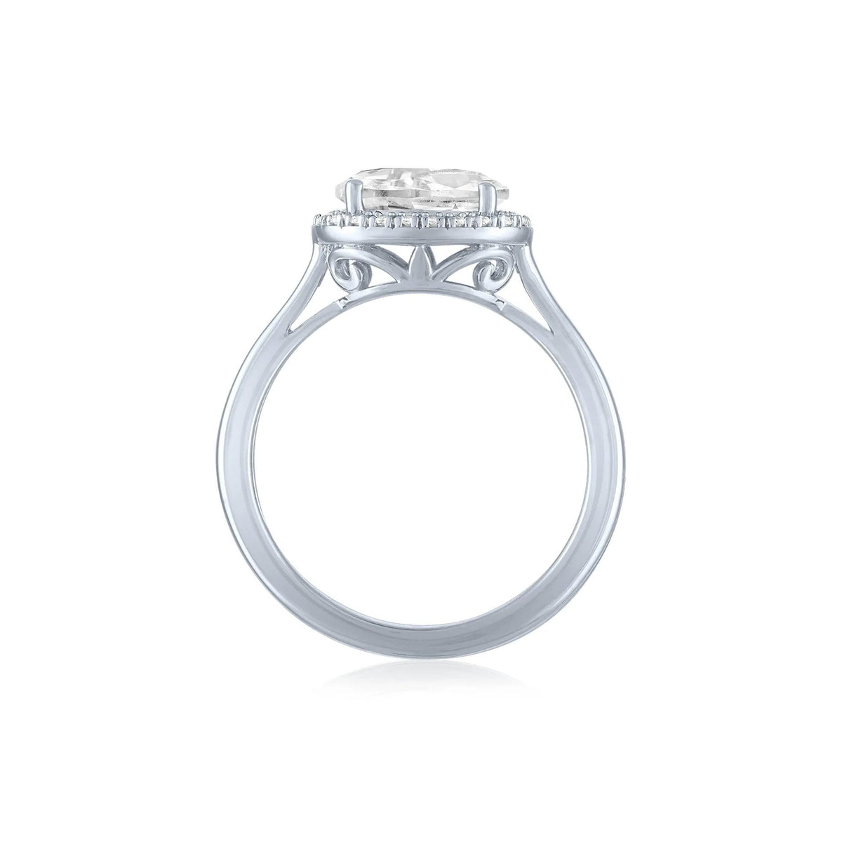 Lab-Created White Sapphire and Diamond Accent Halo Ring .925 Sterling Silver Size 10 1mm