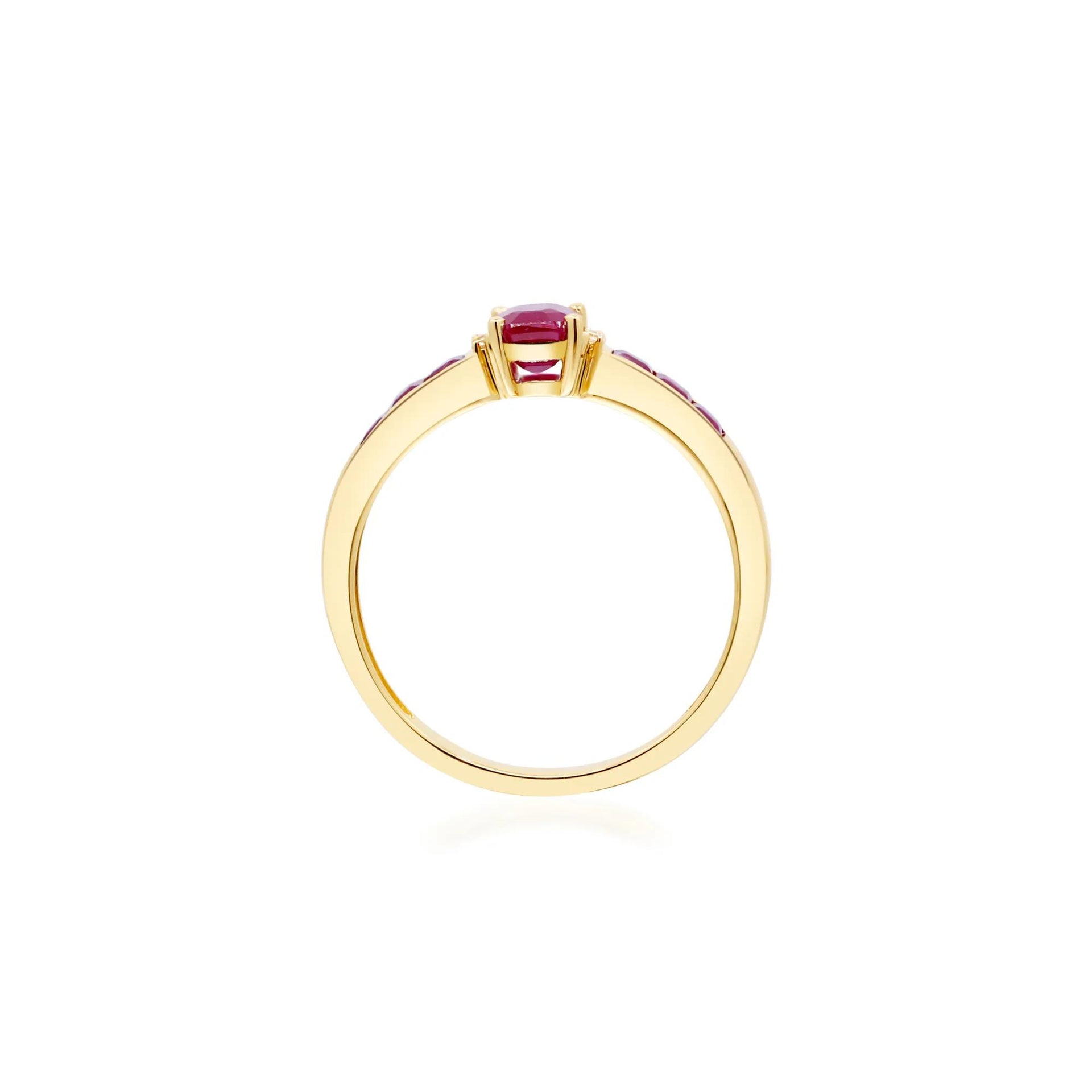 Ruby & Diamond Accent Ring 10K Yellow Gold Size 8 2mm