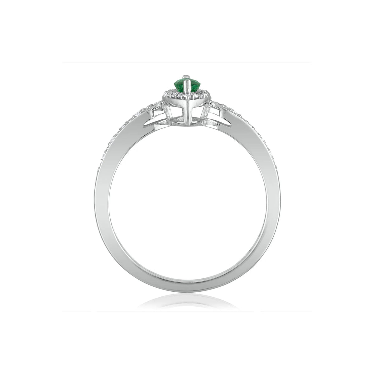 1/10 CT. Tw. Emerald and Diamond Ring 14K White Gold Size 6.5 1.5mm