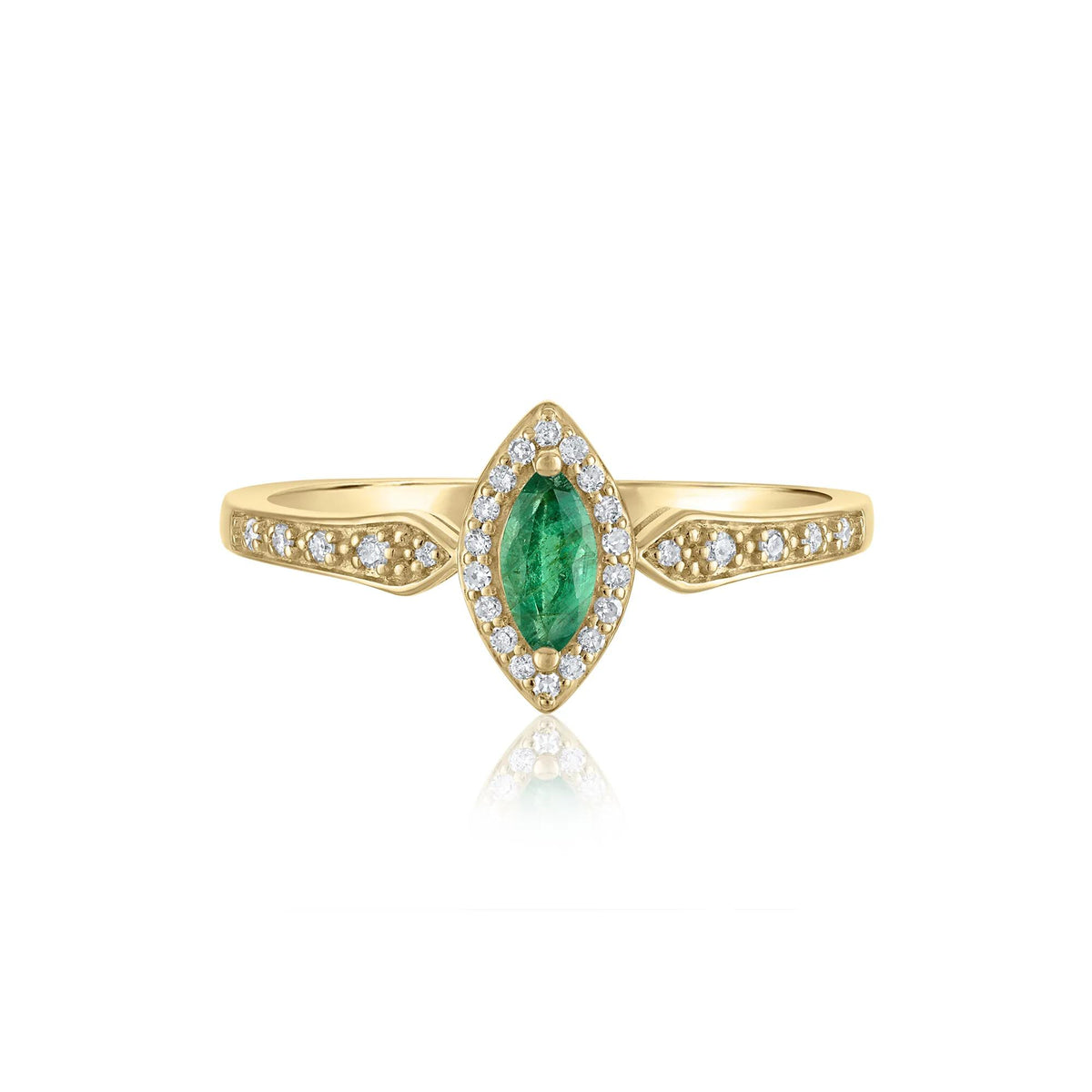 1/10 CT. Tw. Emerald and Diamond Ring 14K Yellow Gold Size 6.5 1.5mm