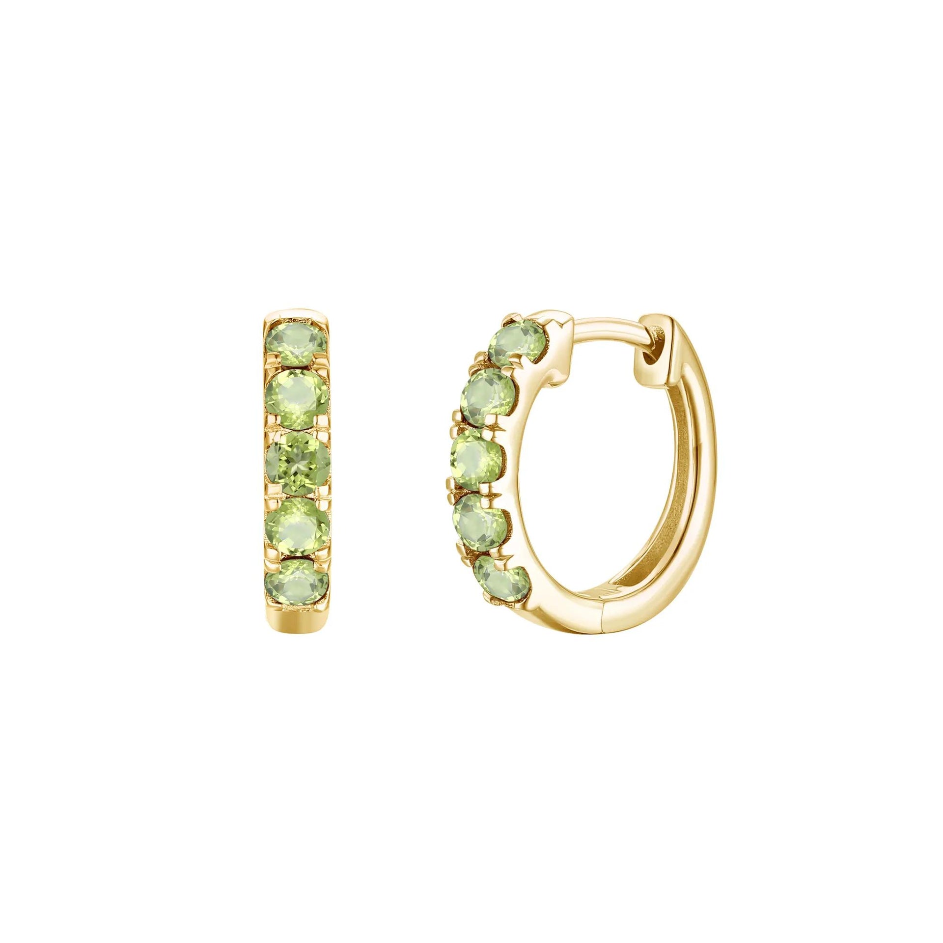 Peridot Hoop Earrings 10K Yellow Gold Size 12.00mm