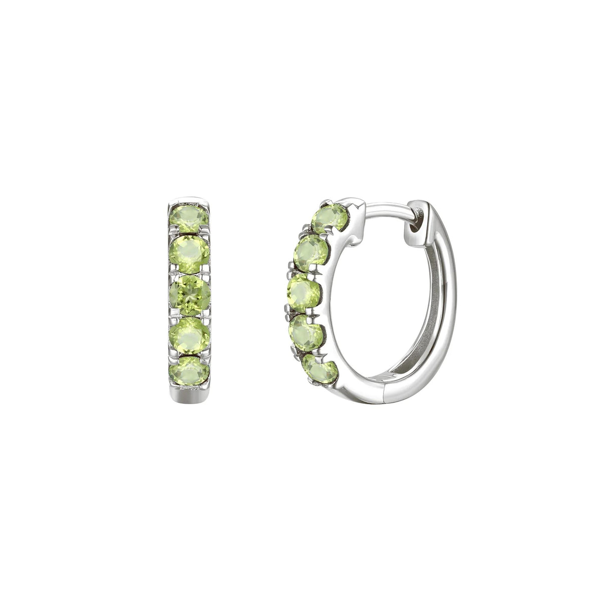 Peridot Hoop Earrings 10K White Gold Size 12.00mm