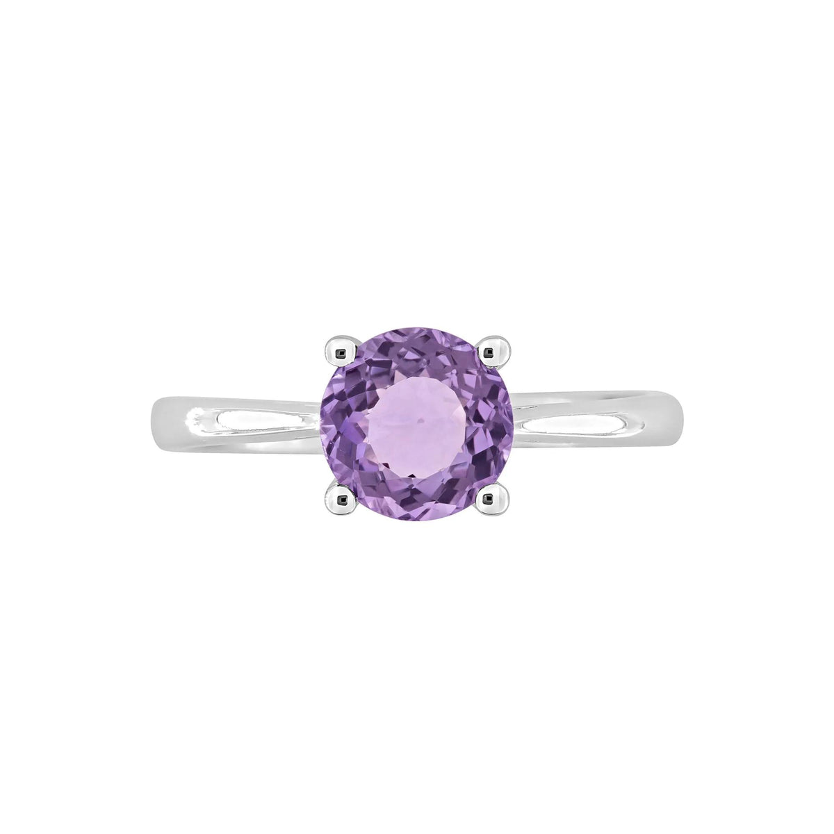 Amethyst Ring .925 Sterling Silver White Size 9 2mm