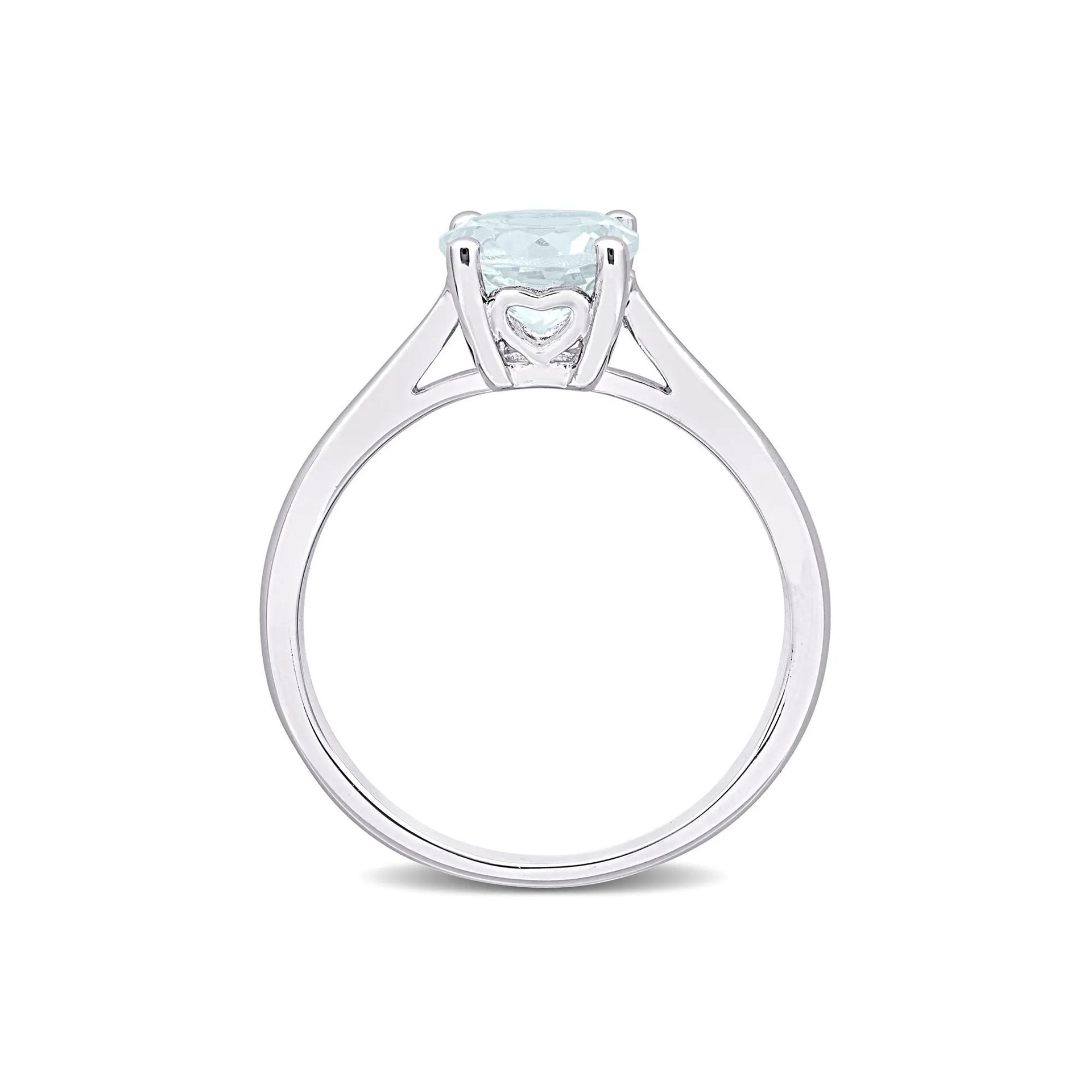 Aquamarine Ring .925 Sterling Silver White Size 9 2mm