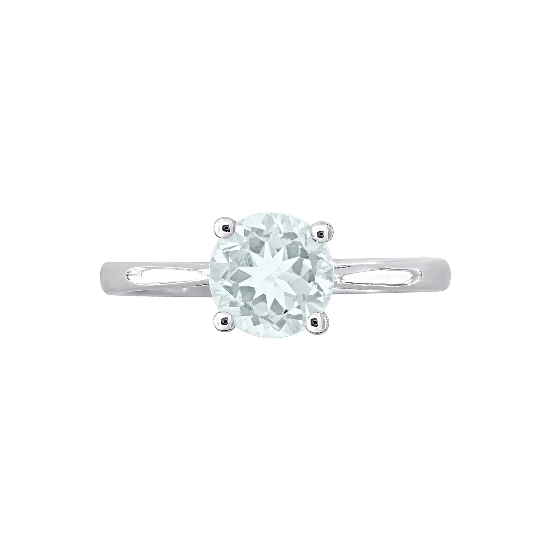 Aquamarine Ring .925 Sterling Silver White Size 9 2mm