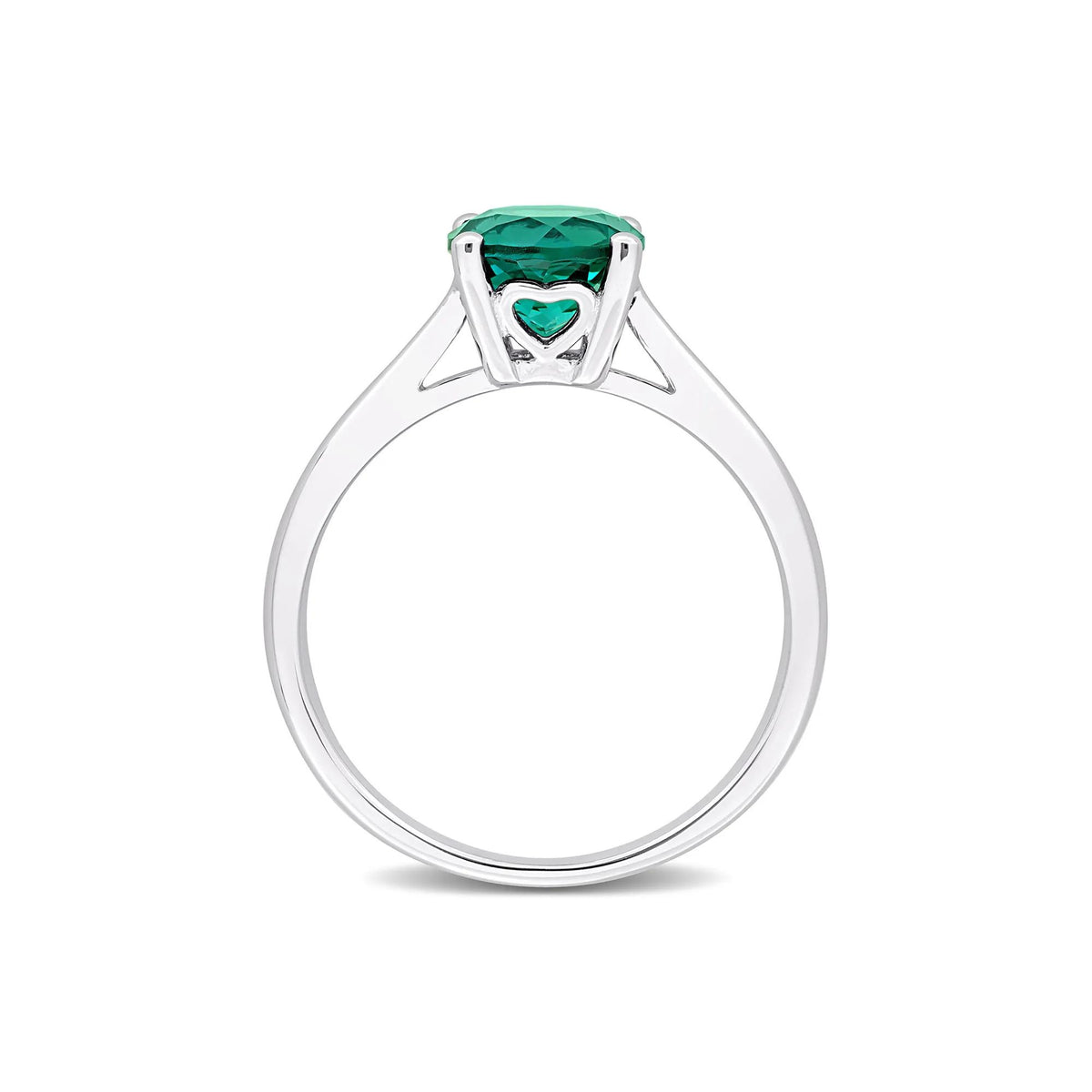 Lab-Created Emerald Ring .925 Sterling Silver White Size 8 2mm