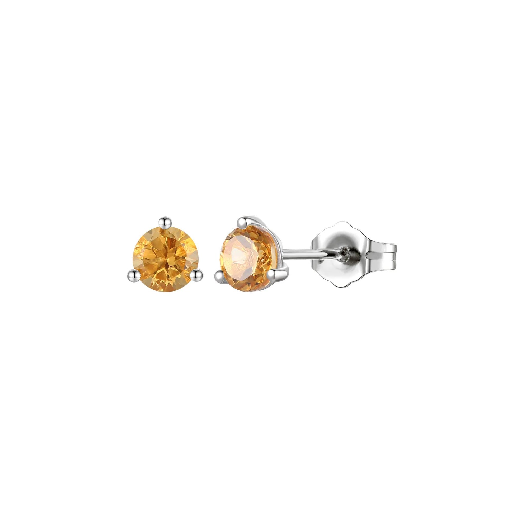 Citrine Stud Earrings 10K White Gold Size 5.00mm