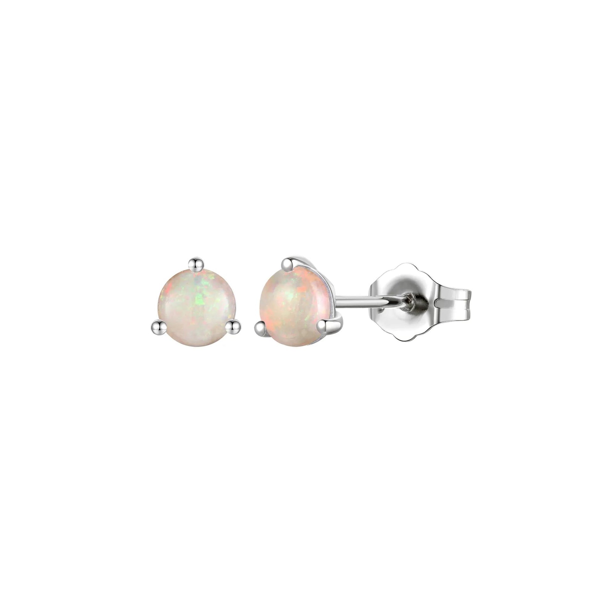Opal Stud Earrings 10K White Gold Size 5.00mm