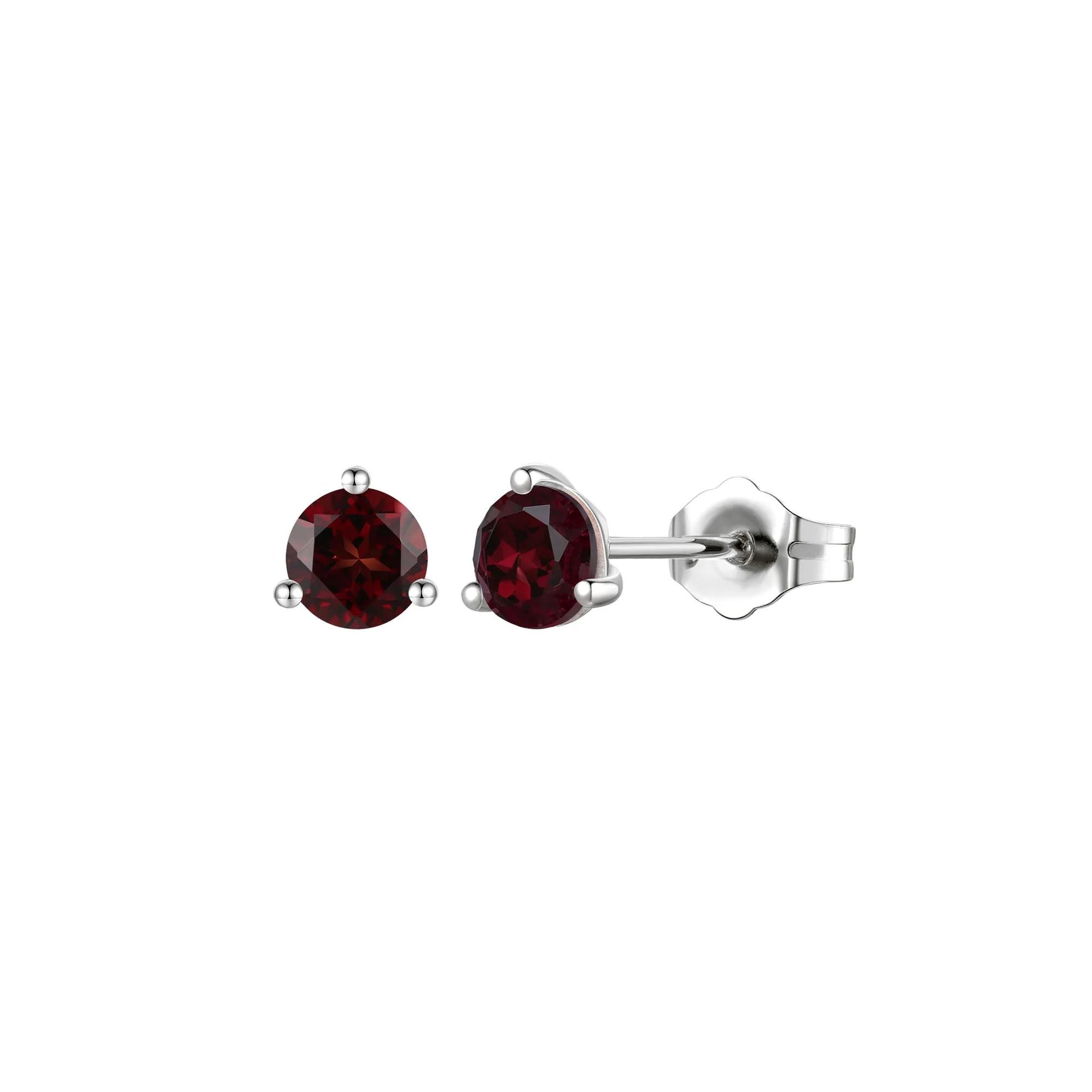 Garnet Stud Earrings 10K White Gold Size 5.00mm