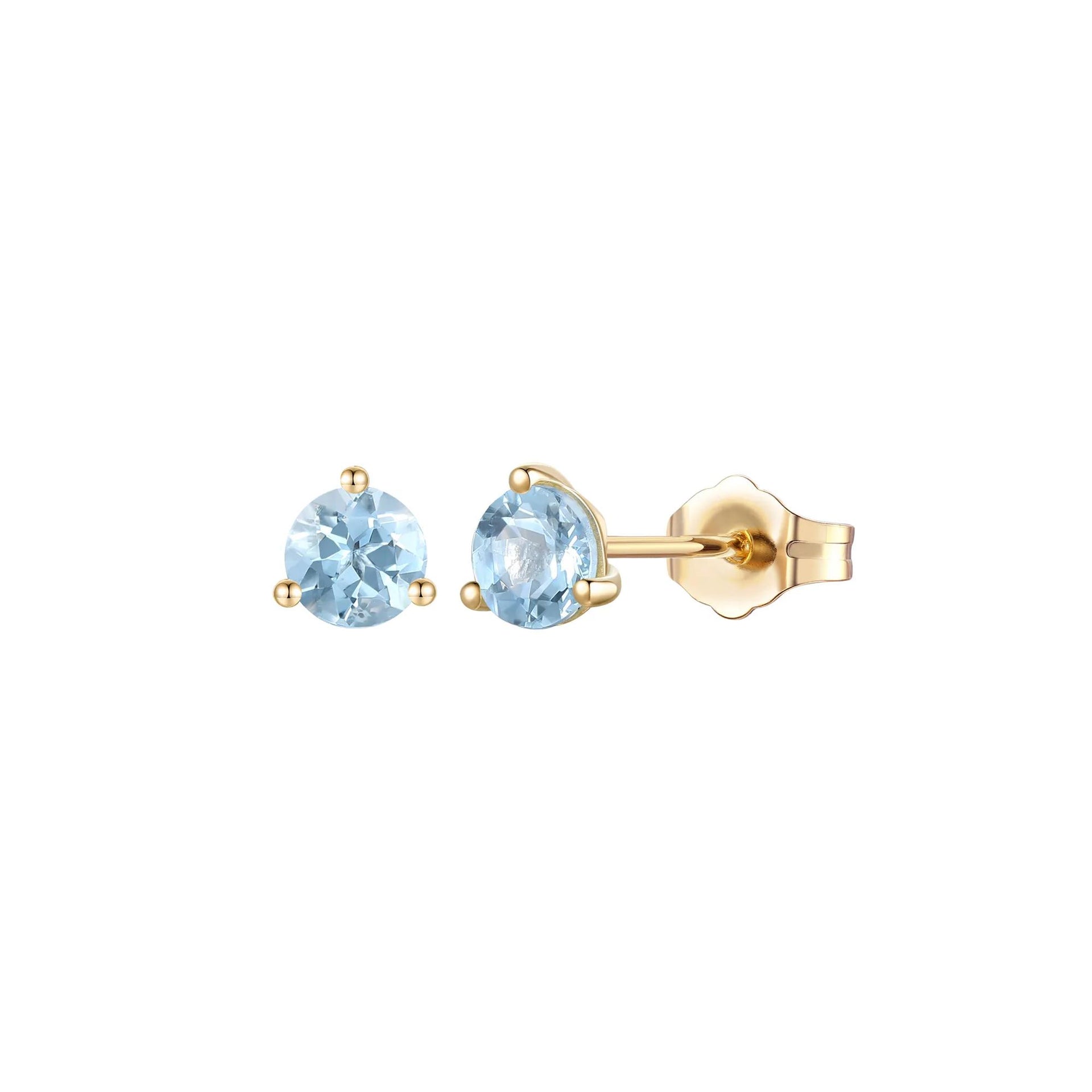 Aquamarine Stud Earrings 10K Yellow Gold Size 5.00mm