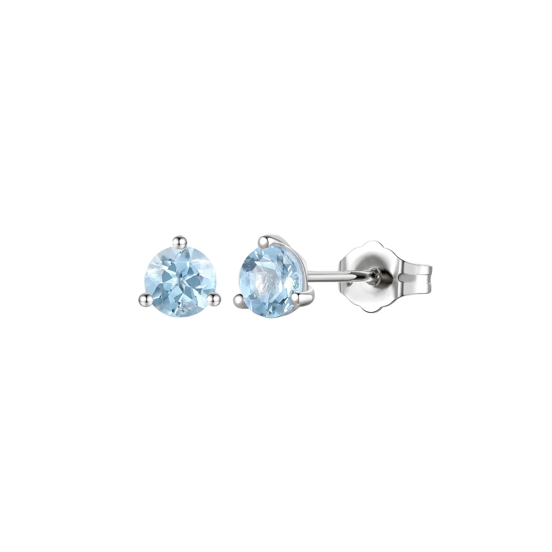 Aquamarine Stud Earrings 10K Yellow Gold Size 5.00mm