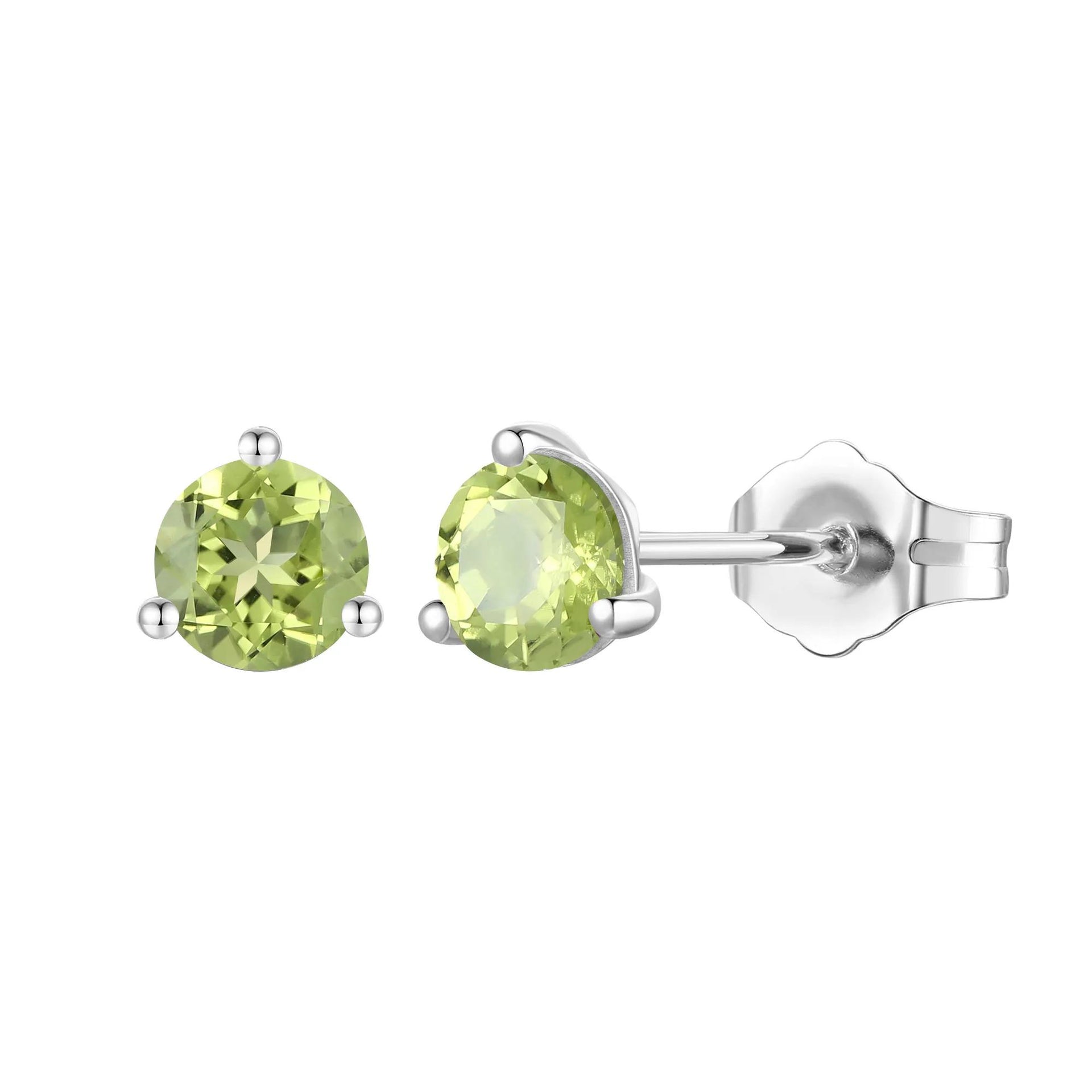 Peridot Stud Earrings 10K White Gold Size 5.00mm