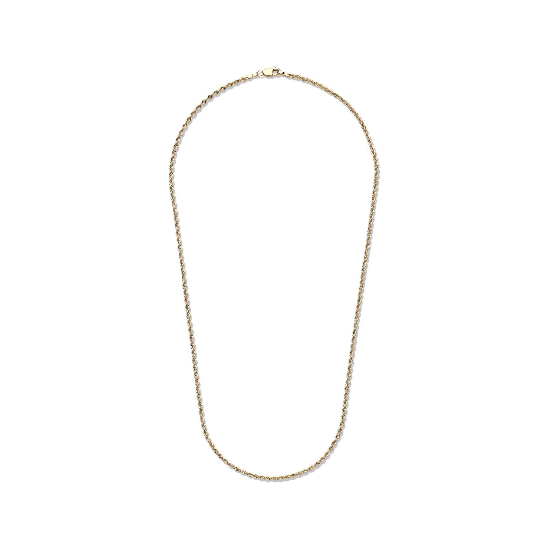 Glitter Hollow Rope Chain 14K Yellow Gold Necklace Size 18"