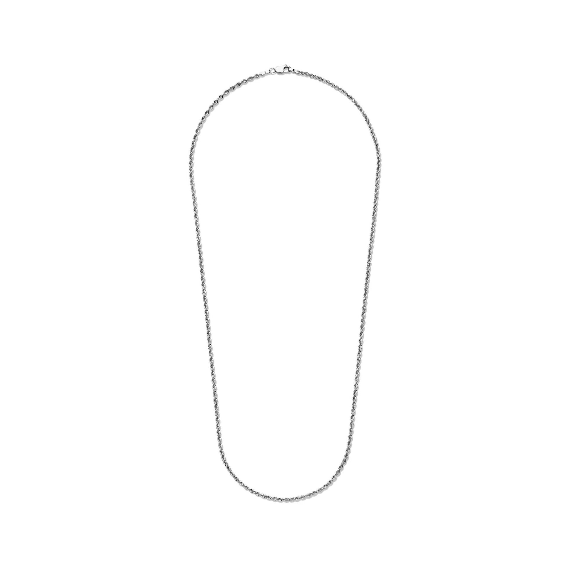 Glitter Rope Chain Necklace 14K White Gold Size 20"
