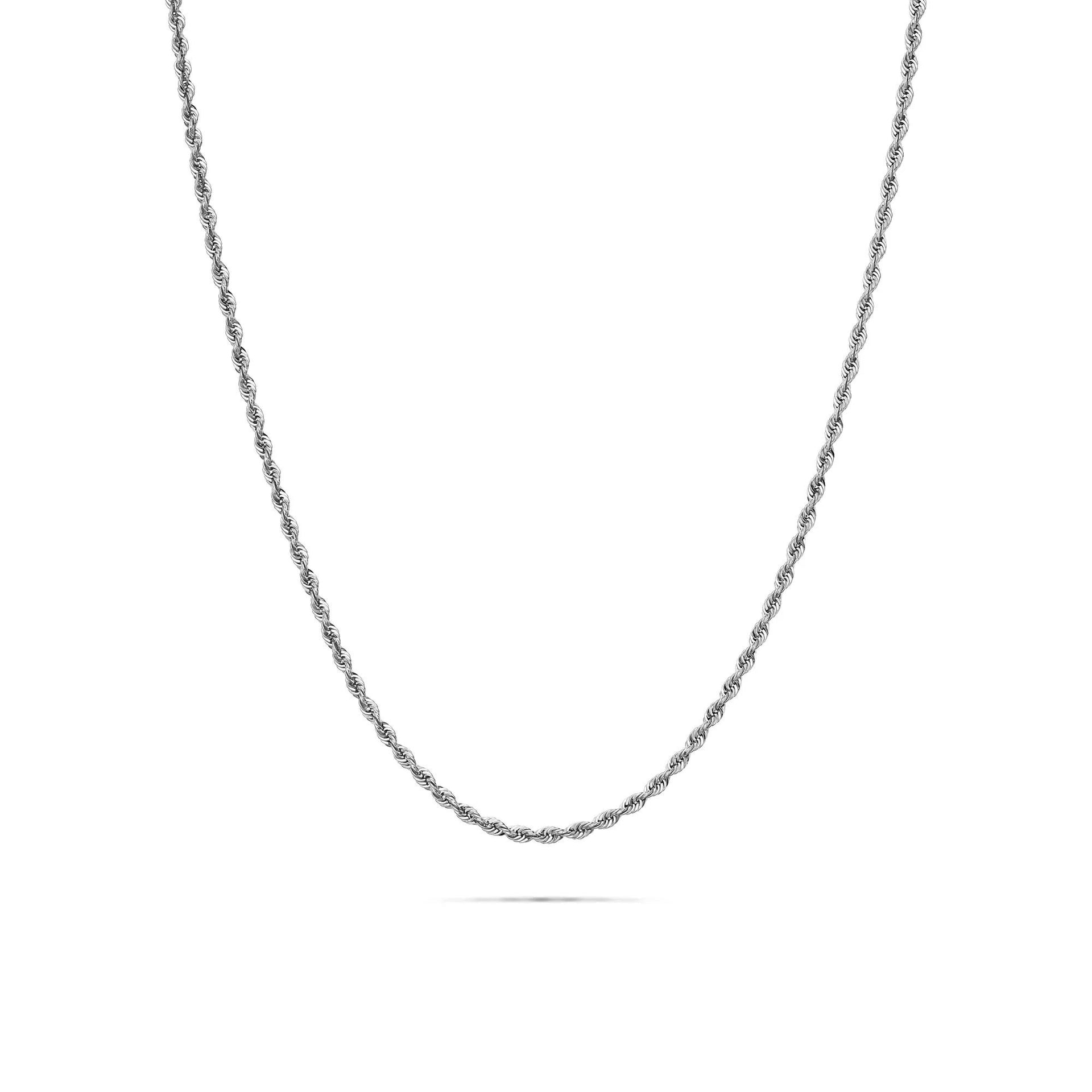 Glitter Rope Chain Necklace 14K White Gold Size 20"