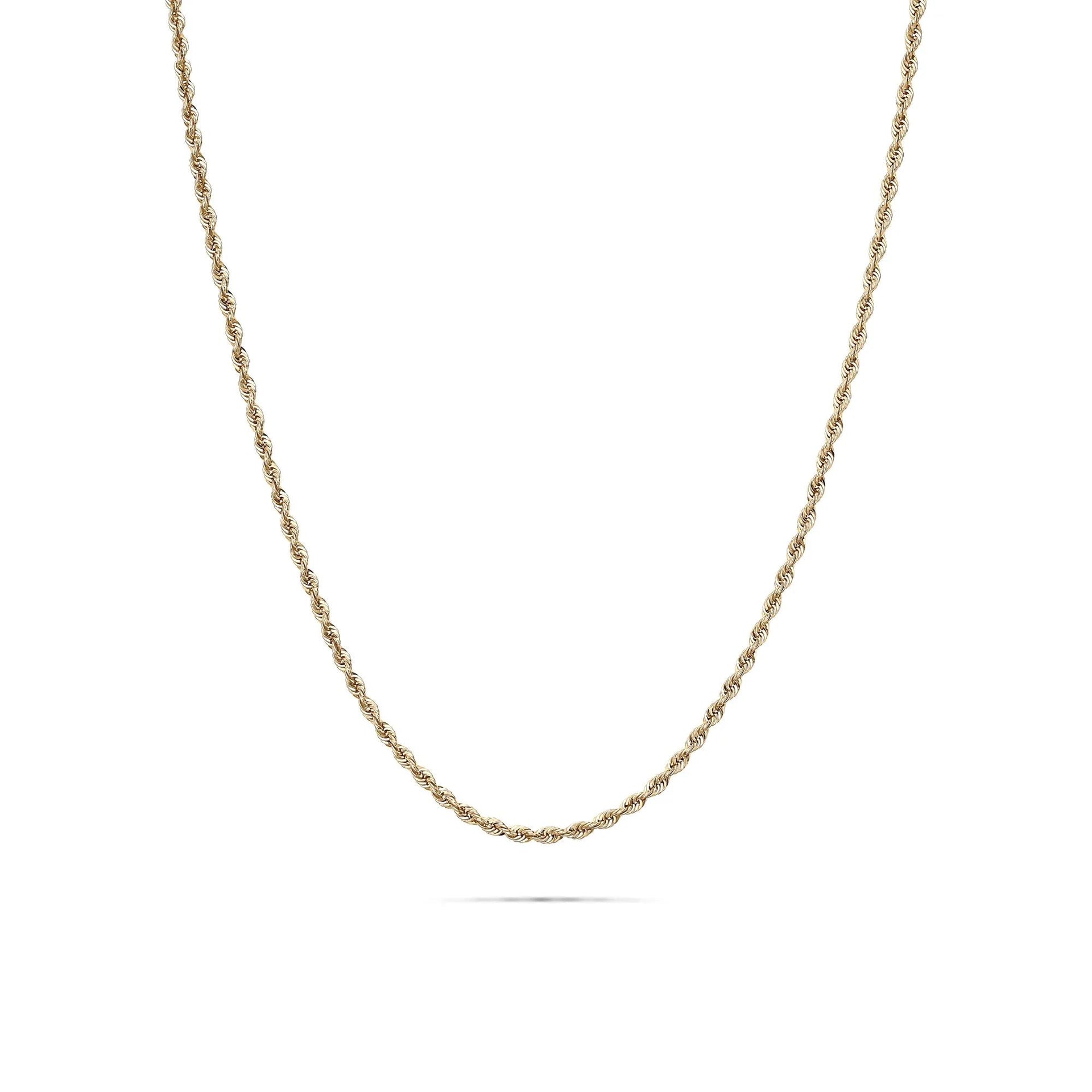 Glitter Hollow Rope Chain 14K Yellow Gold Necklace Size 20"