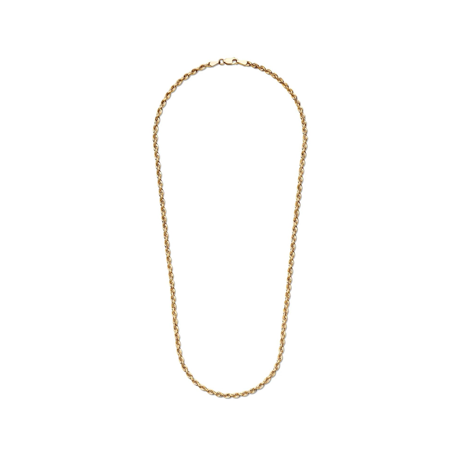 Glitter Rope Chain 14K Yellow Gold Necklace Size 24"