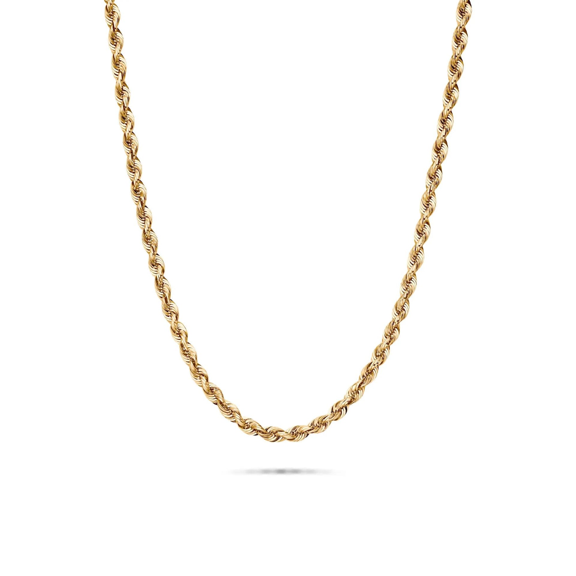 Glitter Rope Chain 14K Yellow Gold Necklace Size 20"