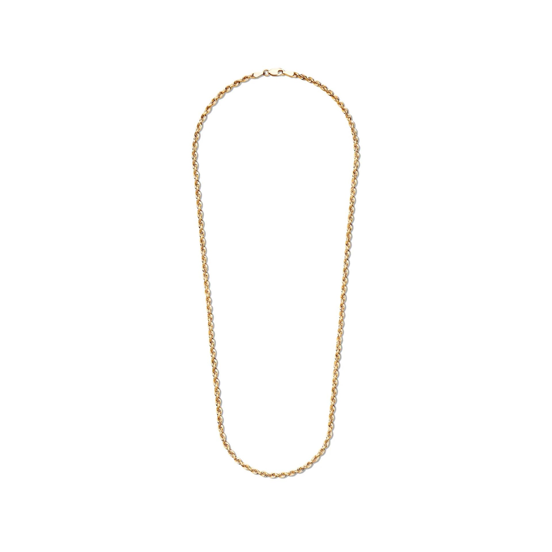Glitter Rope Chain 14K Yellow Gold Necklace Size 22"