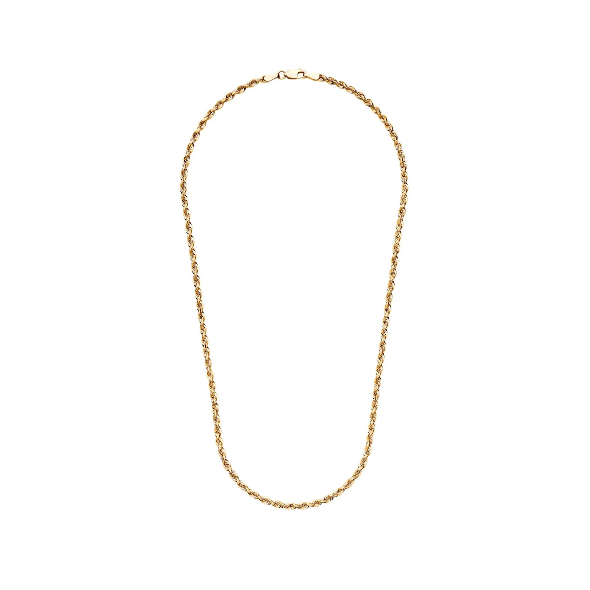 Solid Silk Rope Chain 14K Yellow Gold Necklace Size 18"