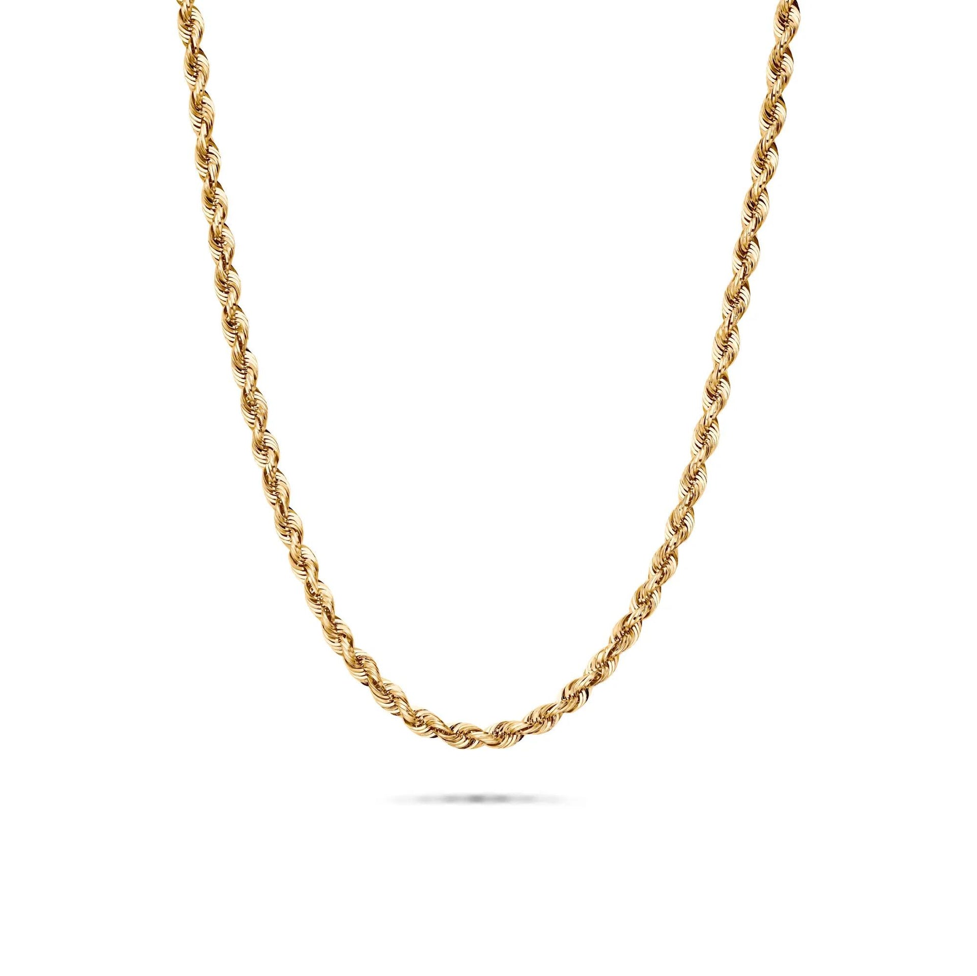 Solid Silk Rope Chain 14K Yellow Gold Necklace Size 18"