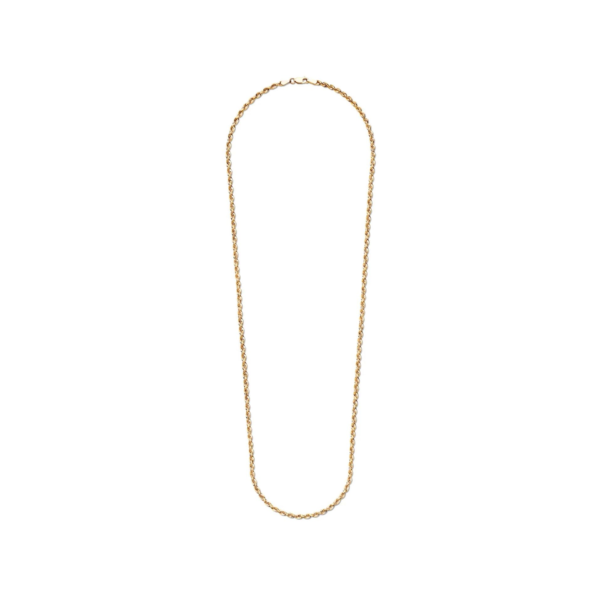 Solid Silk Rope Chain 14K Yellow Gold Necklace Size 26"