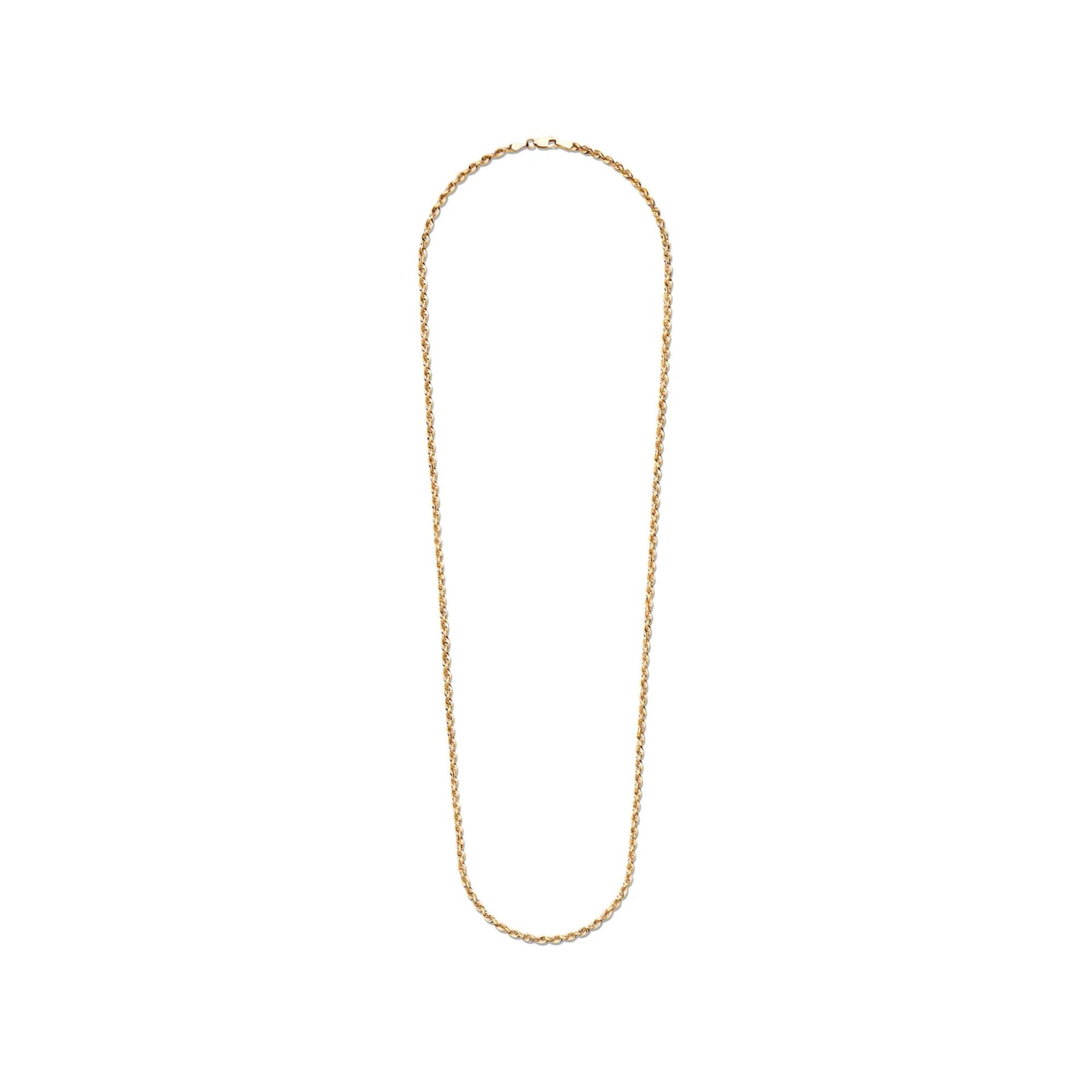Solid Silk Rope Chain 14K Yellow Gold Necklace Size 30"