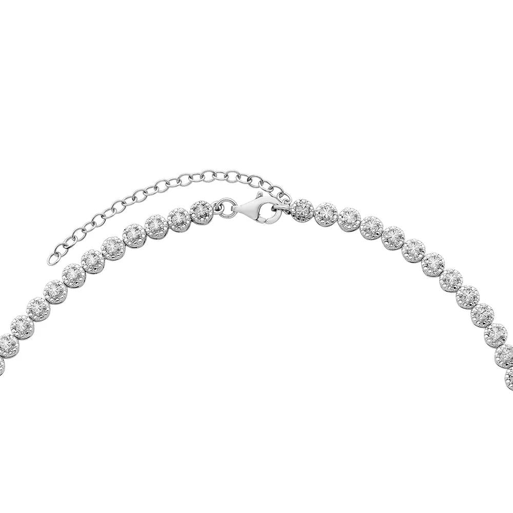 1/2 CT. Tw. Graduated Diamond Tennis Necklace .925 Sterling Silver White Size 16.75"