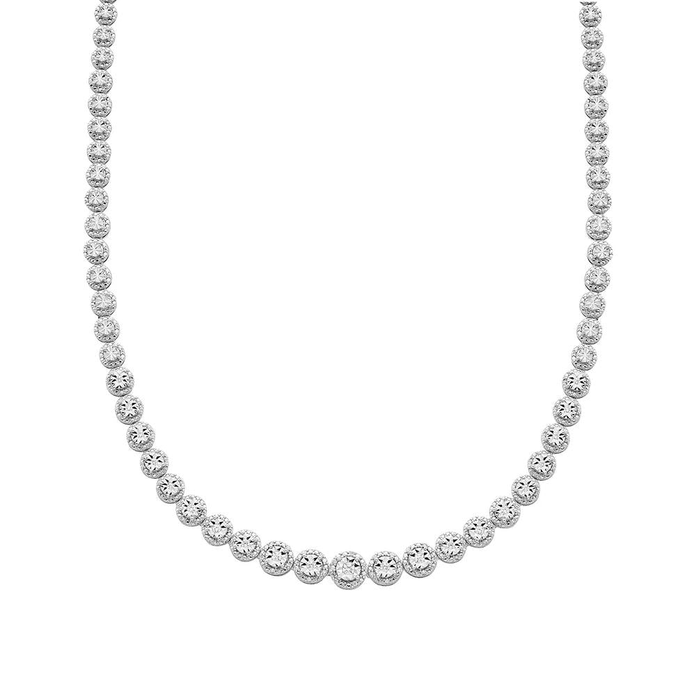 1/2 CT. Tw. Graduated Diamond Tennis Necklace .925 Sterling Silver White Size 16.75"