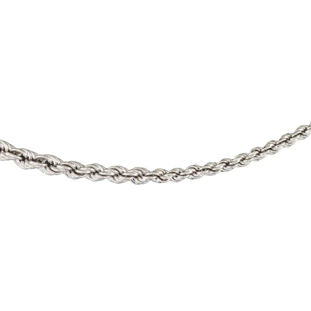 Graduated Rope Chain Necklace .925 Sterling Silver White Size 22"