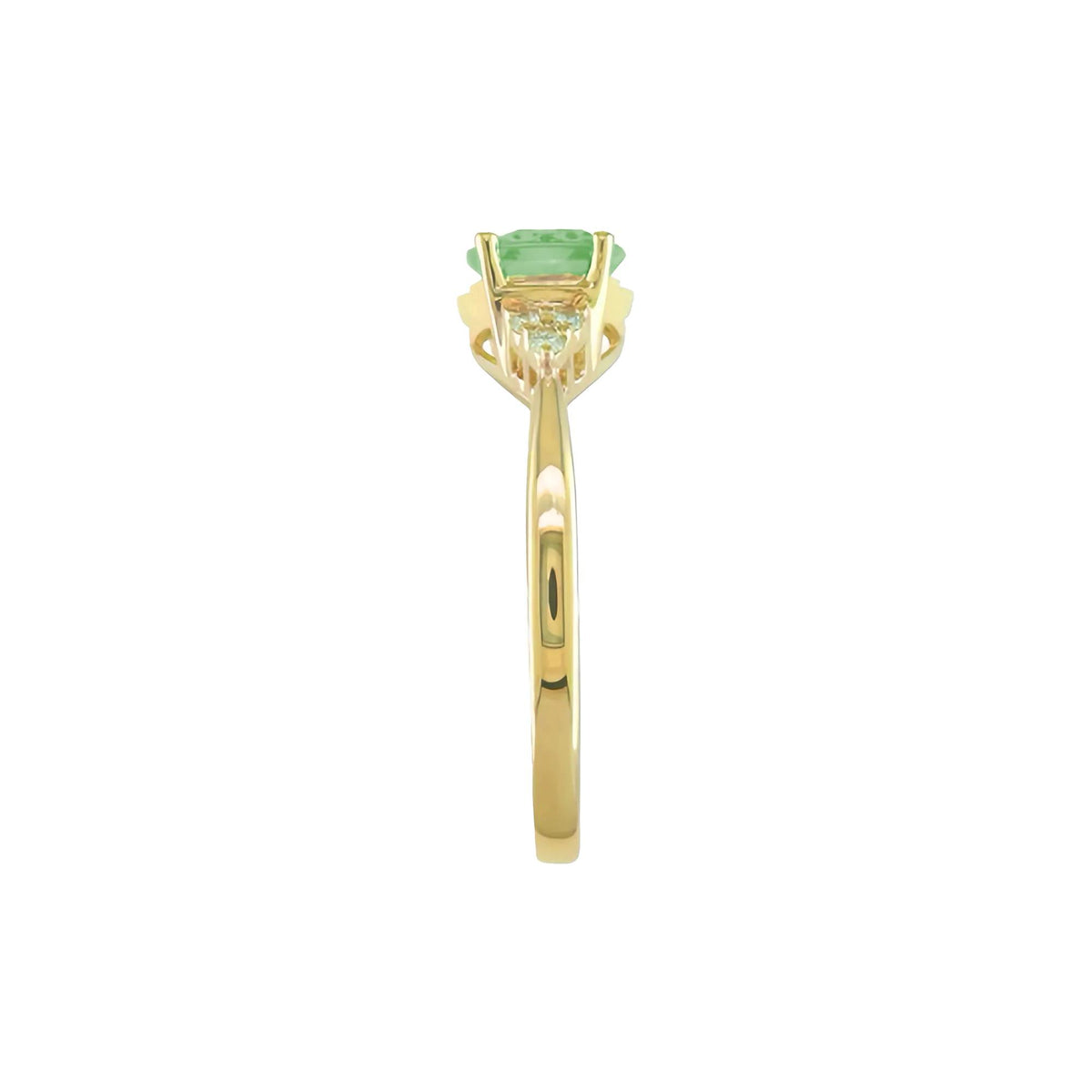 Green Amethyst and Diamond Accent Ring 10K Yellow Gold Size 6 1mm