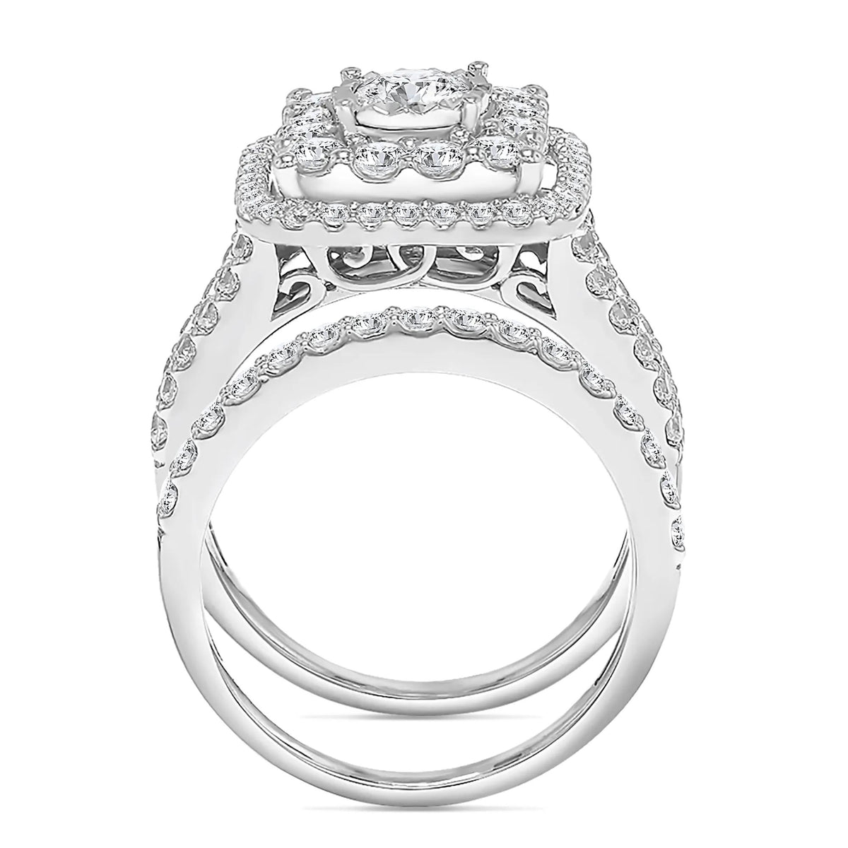 2 CT. Tw. Halo Diamond Engagement Ring 10K White Gold Size 6