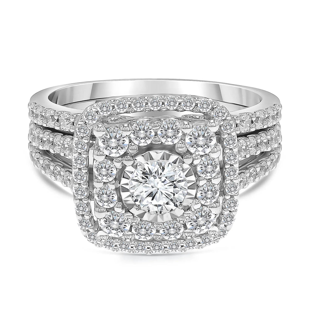 2 CT. Tw. Halo Diamond Engagement Ring 10K White Gold Size 6