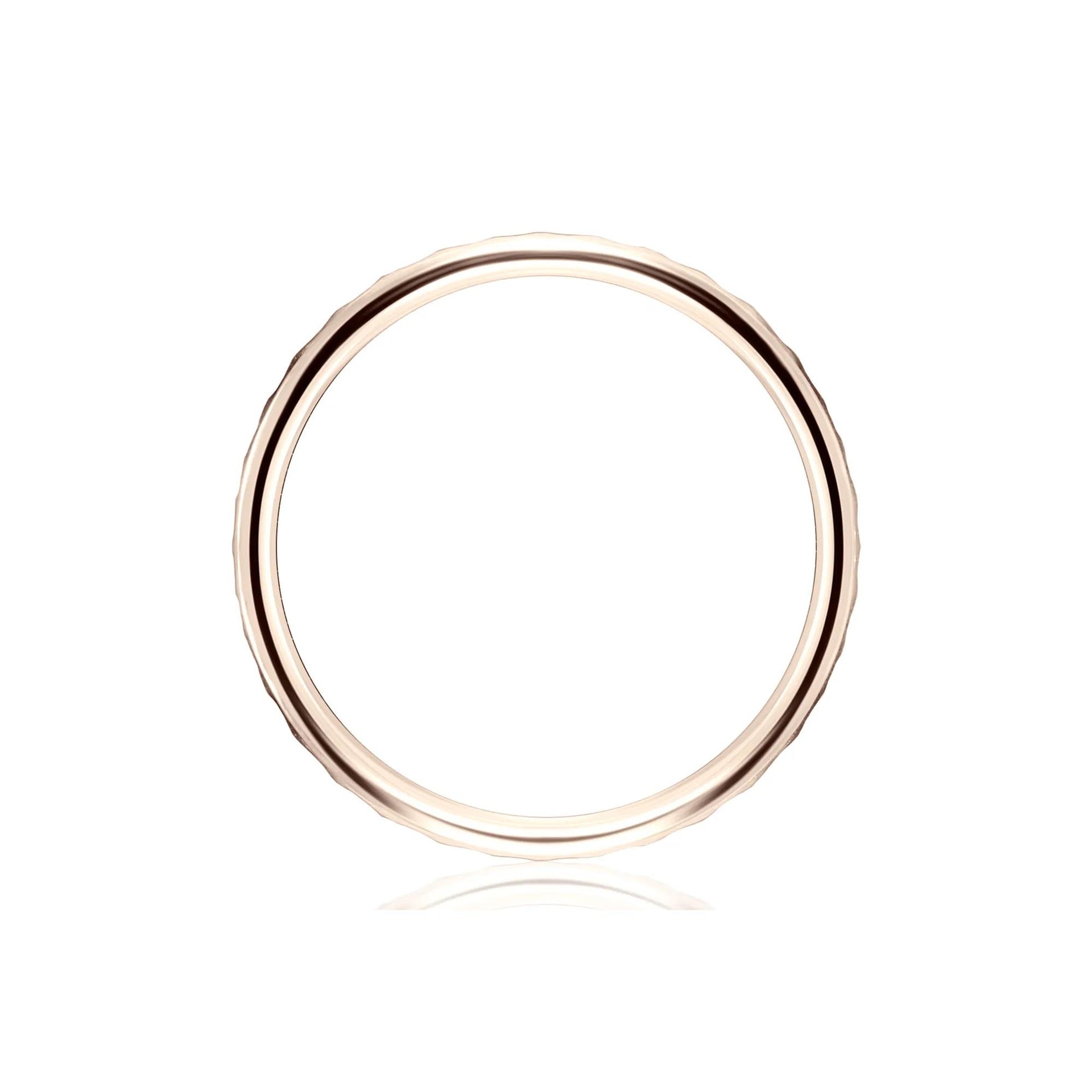Hammered Band Ring 14K Rose Gold Size 5.5 2mm