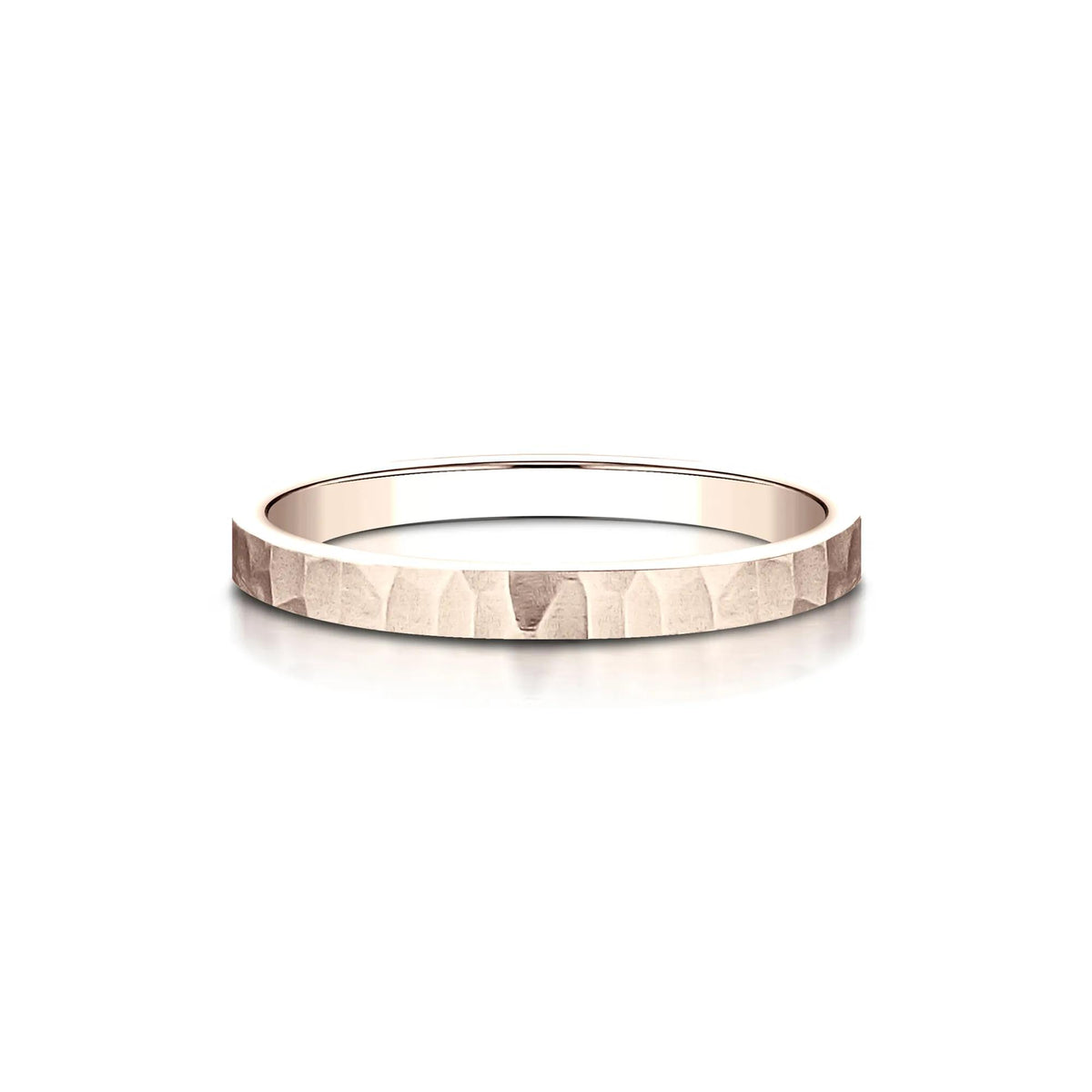 Hammered Band Ring 14K Rose Gold Size 4.5 2mm