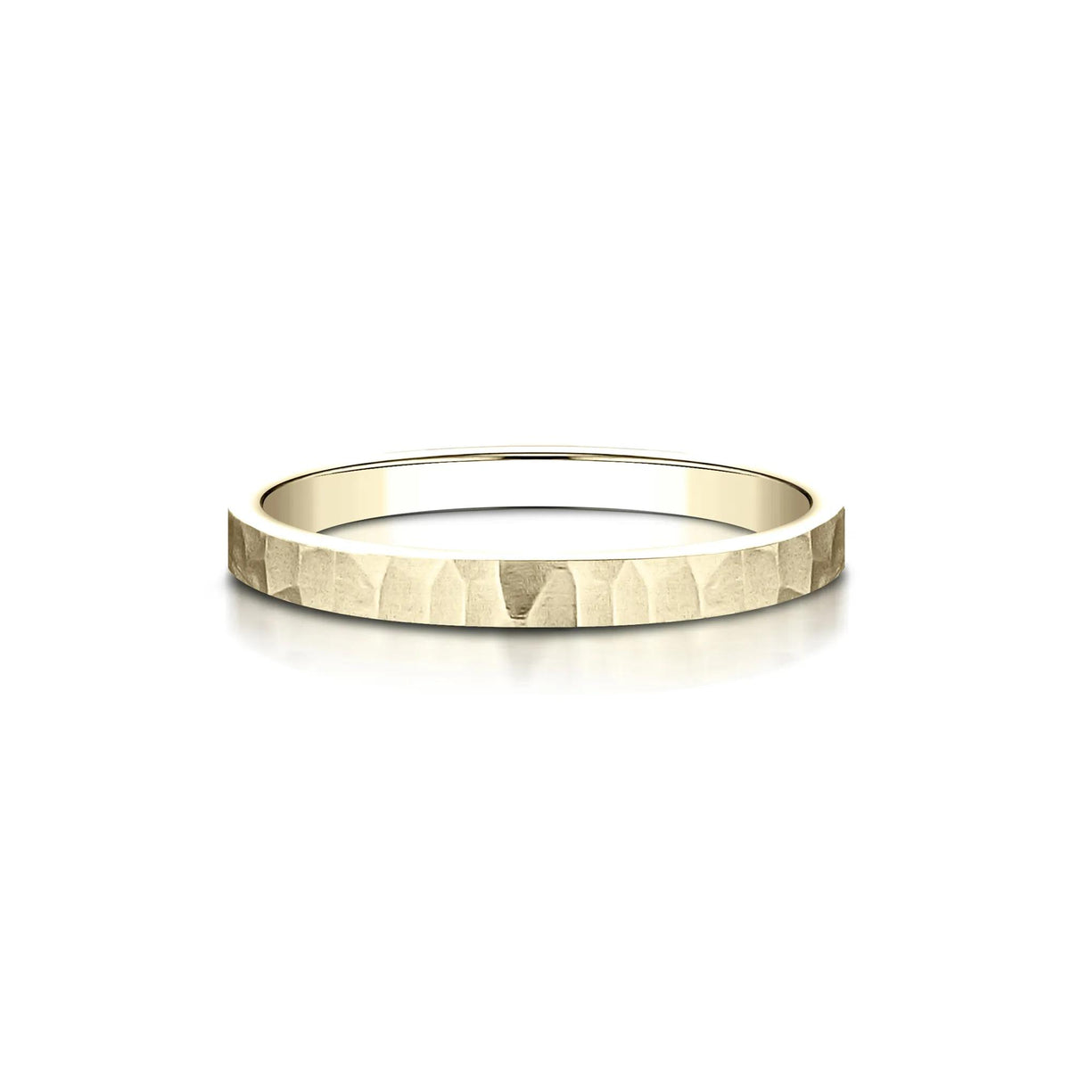 Hammered Band Ring 14K Yellow Gold Size 4.5 2mm