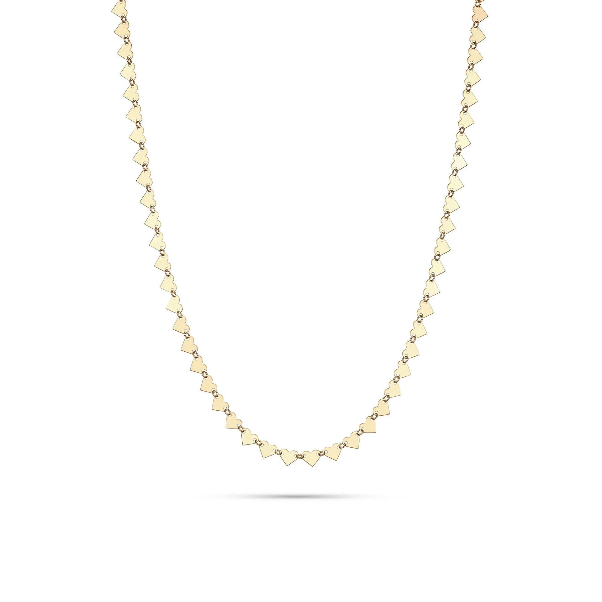 Heart Link Chain Necklace 10K Yellow Gold Size 18"