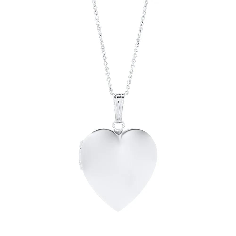Heart Locket .925 Sterling .925 Sterling Silver Necklace White Size 18"