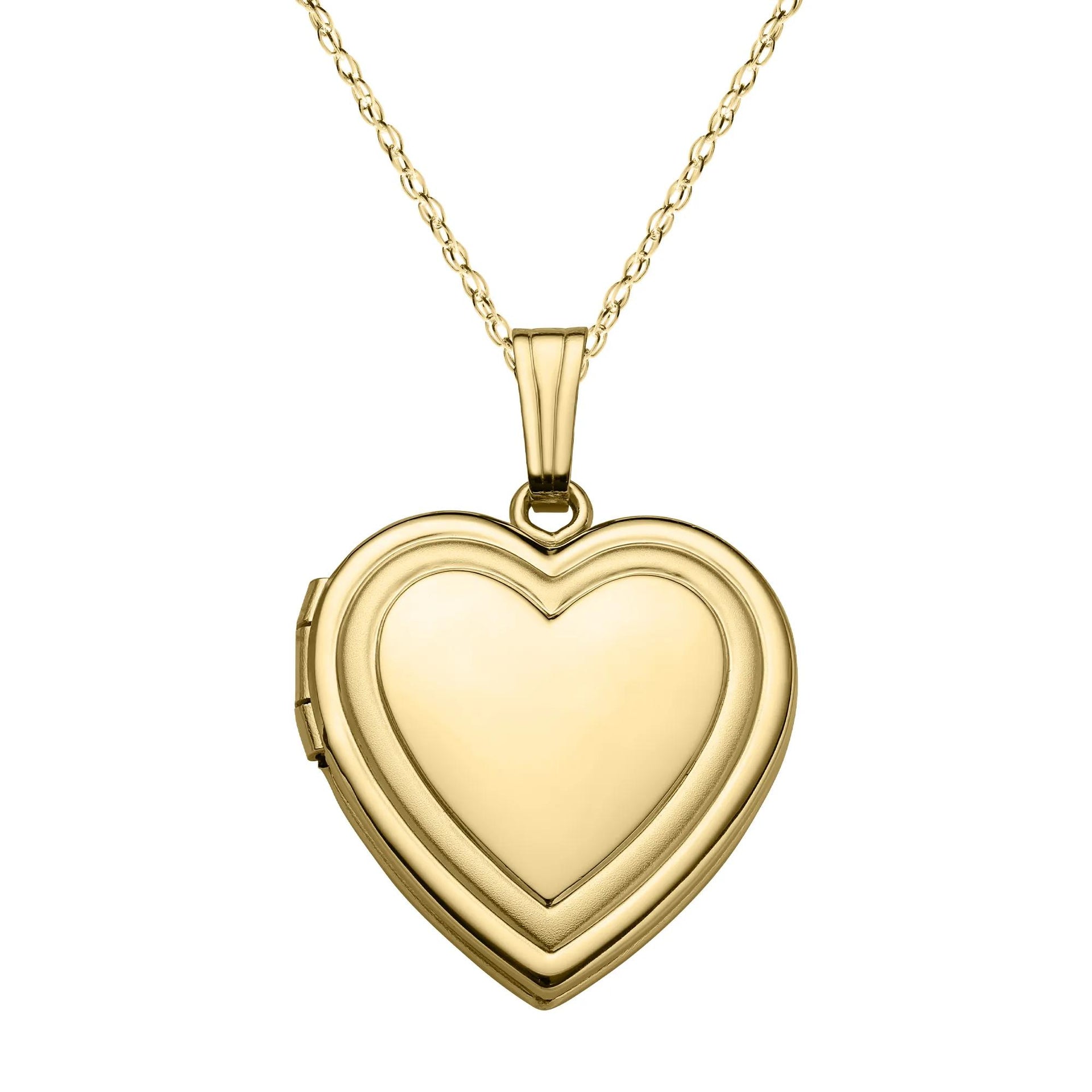 Heart Locket Necklace 14K Yellow Gold Size 18"