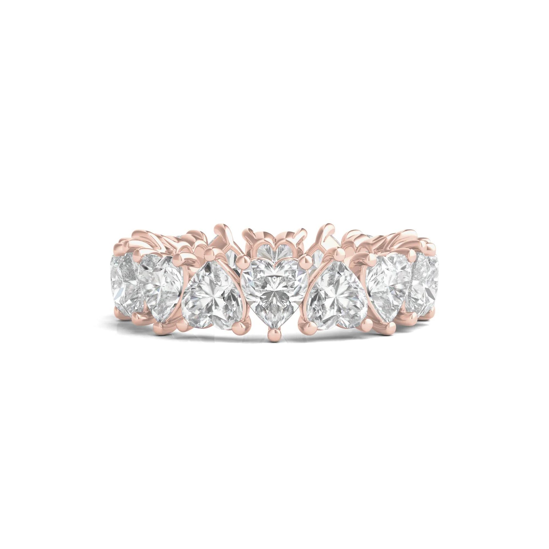 5 CT. Tw. Heart-Shaped Lab Grown Diamond True Eternity Band Ring 14K Rose Gold Size 6.5 6mm