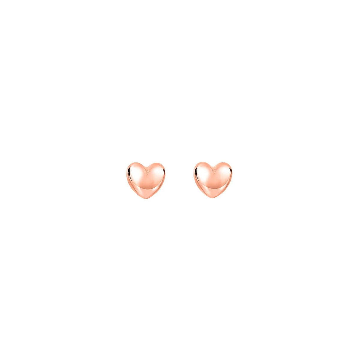 Heart Stud Earrings 14K Rose Gold Size 8.00mm