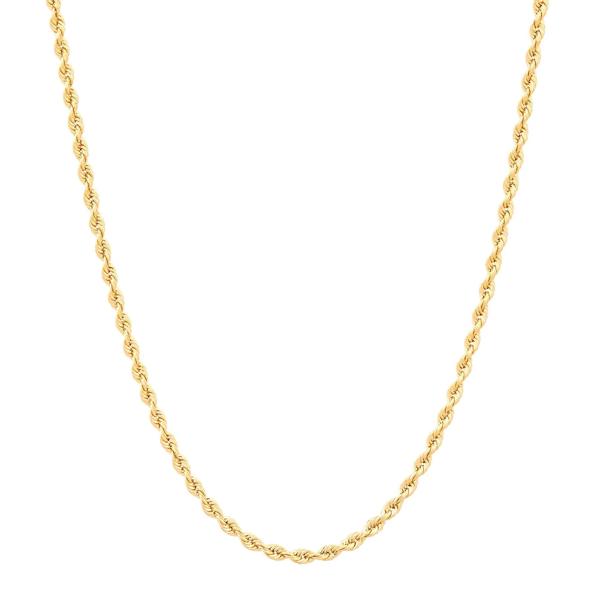 Heavy Hollow Glitter Rope Chain 14K Yellow Gold Necklace Size 18"