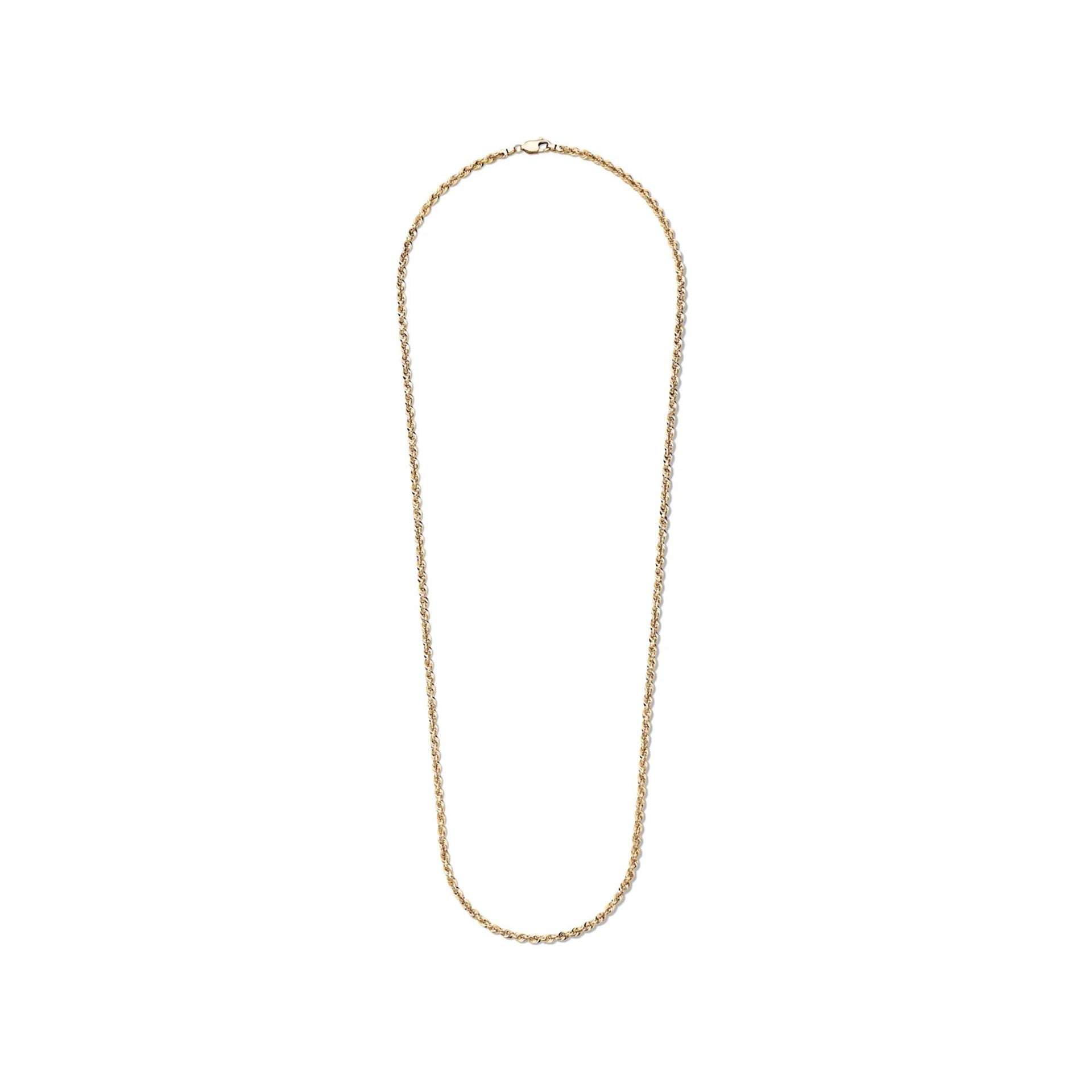 Heavy Hollow Rope Chain 14K Yellow Gold Necklace Size 24"
