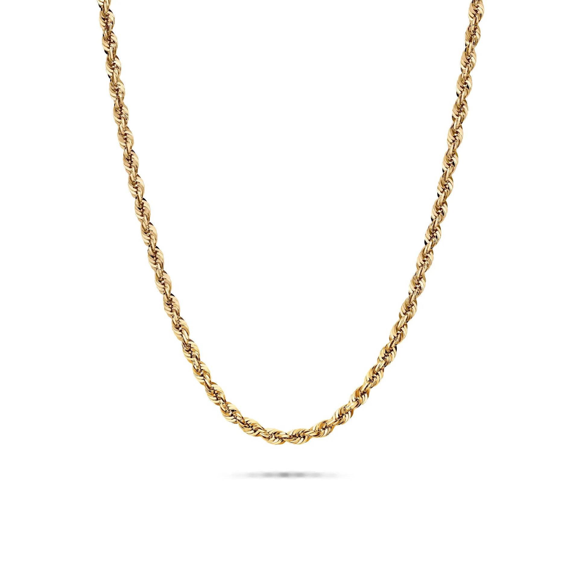 Heavy Hollow Rope Chain 14K Yellow Gold Necklace Size 18"