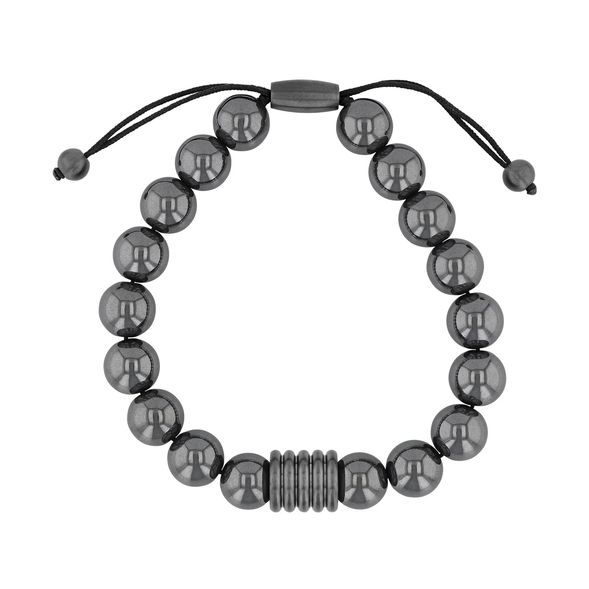 Hematite Bead Bracelet Gray Stainless Steel Size 10.00mm