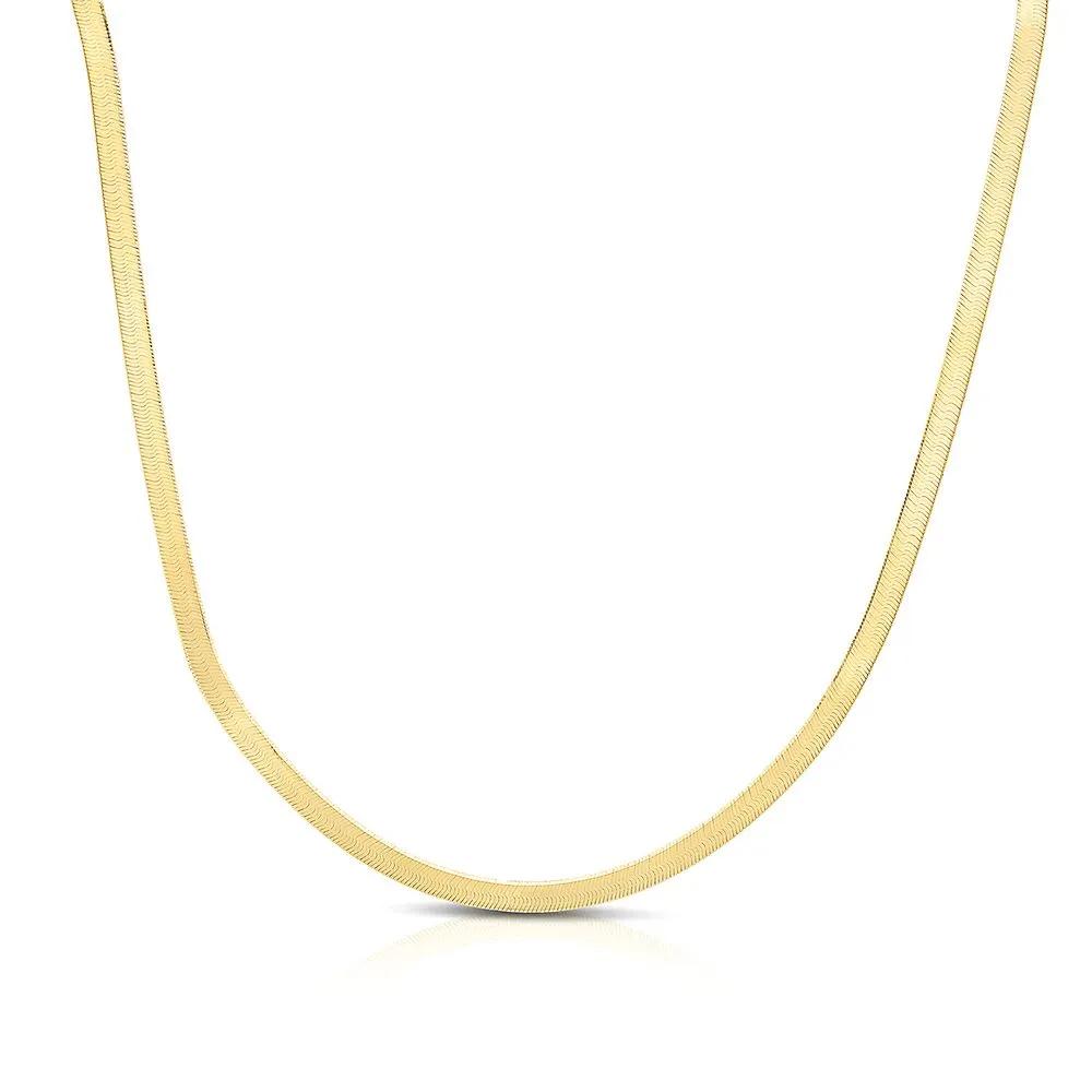 Herringbone Chain 14K Yellow Gold Necklace Size 18"